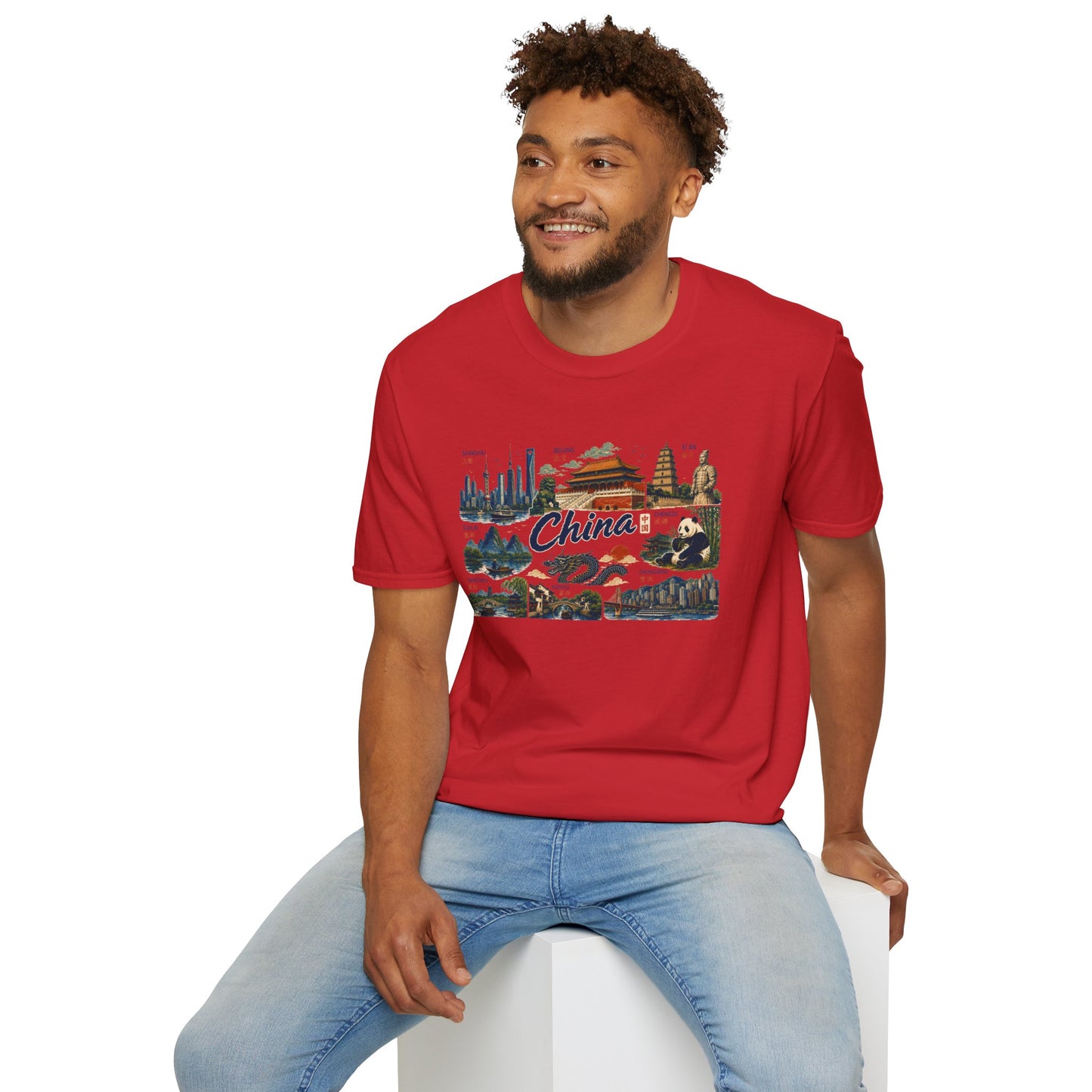 China Landmarks T-Shirt — Panda, Great Wall & Skyline Travel Tee