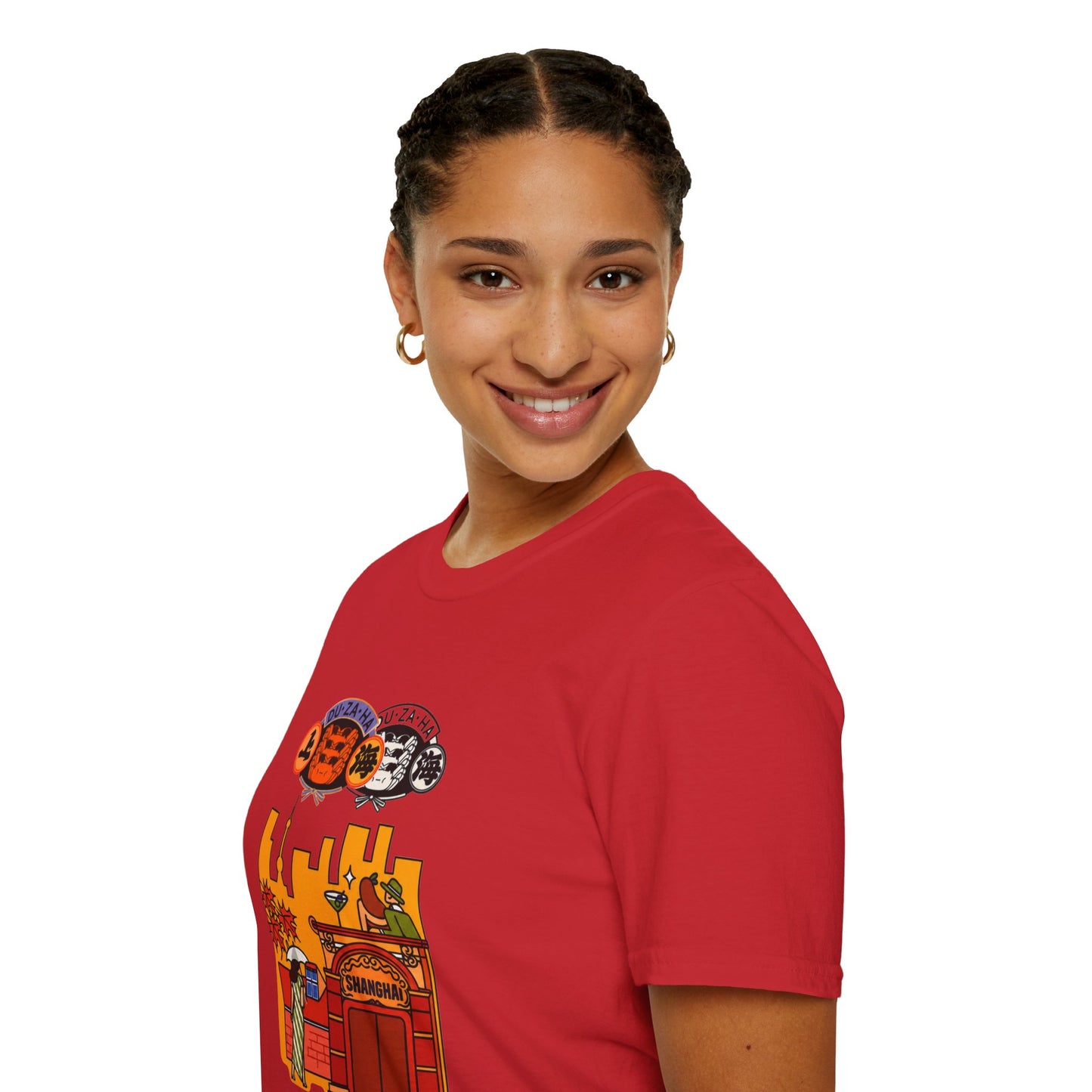 Shanghai Cityscape T-Shirt — Retro Skyline, Lanterns & Nightlife Graphic