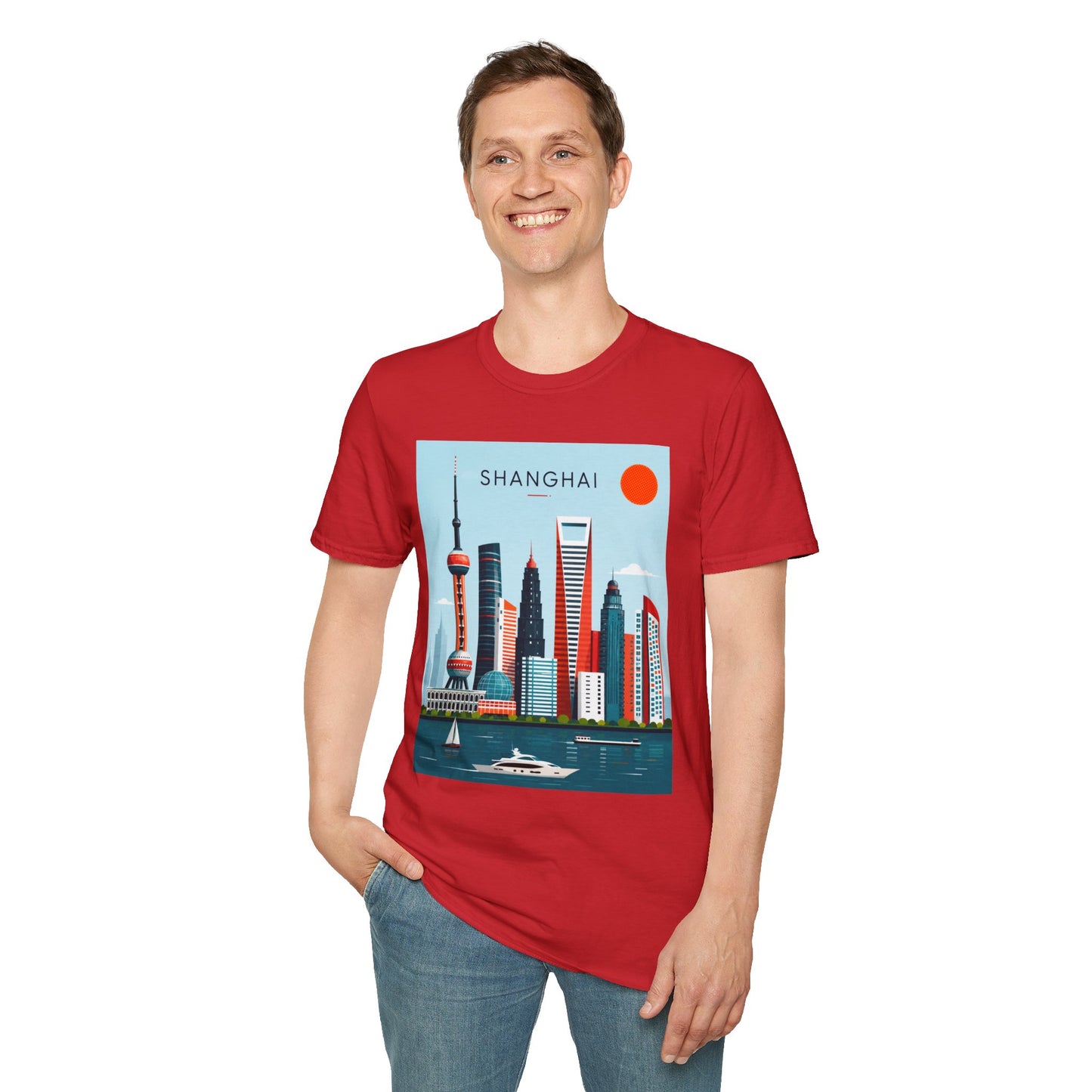 Shanghai Skyline T‑Shirt — Retro Cityscape Tee with 'SHANGHAI' Graphic