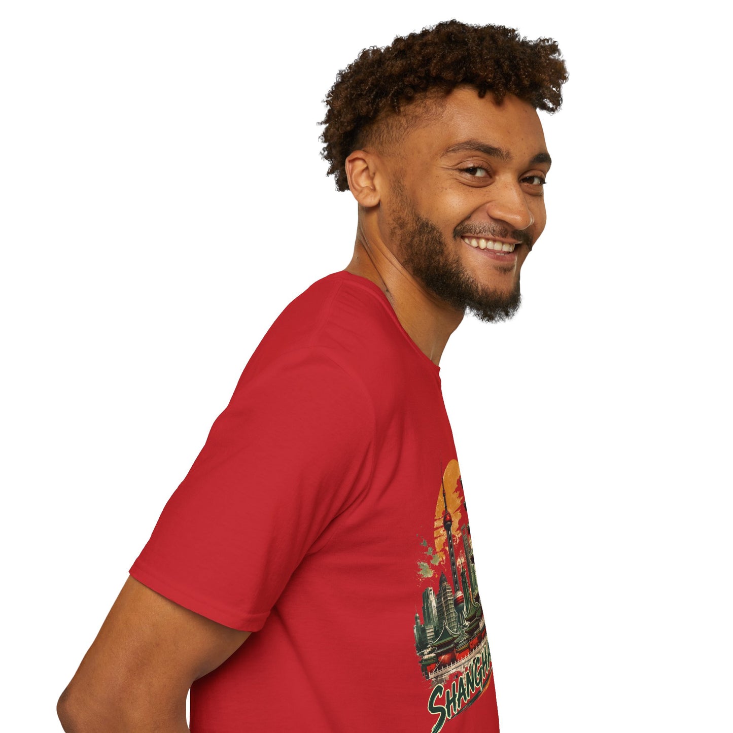 Shanghai skyline T-Shirt — Watercolor Pagoda & Oriental Sunset Tee