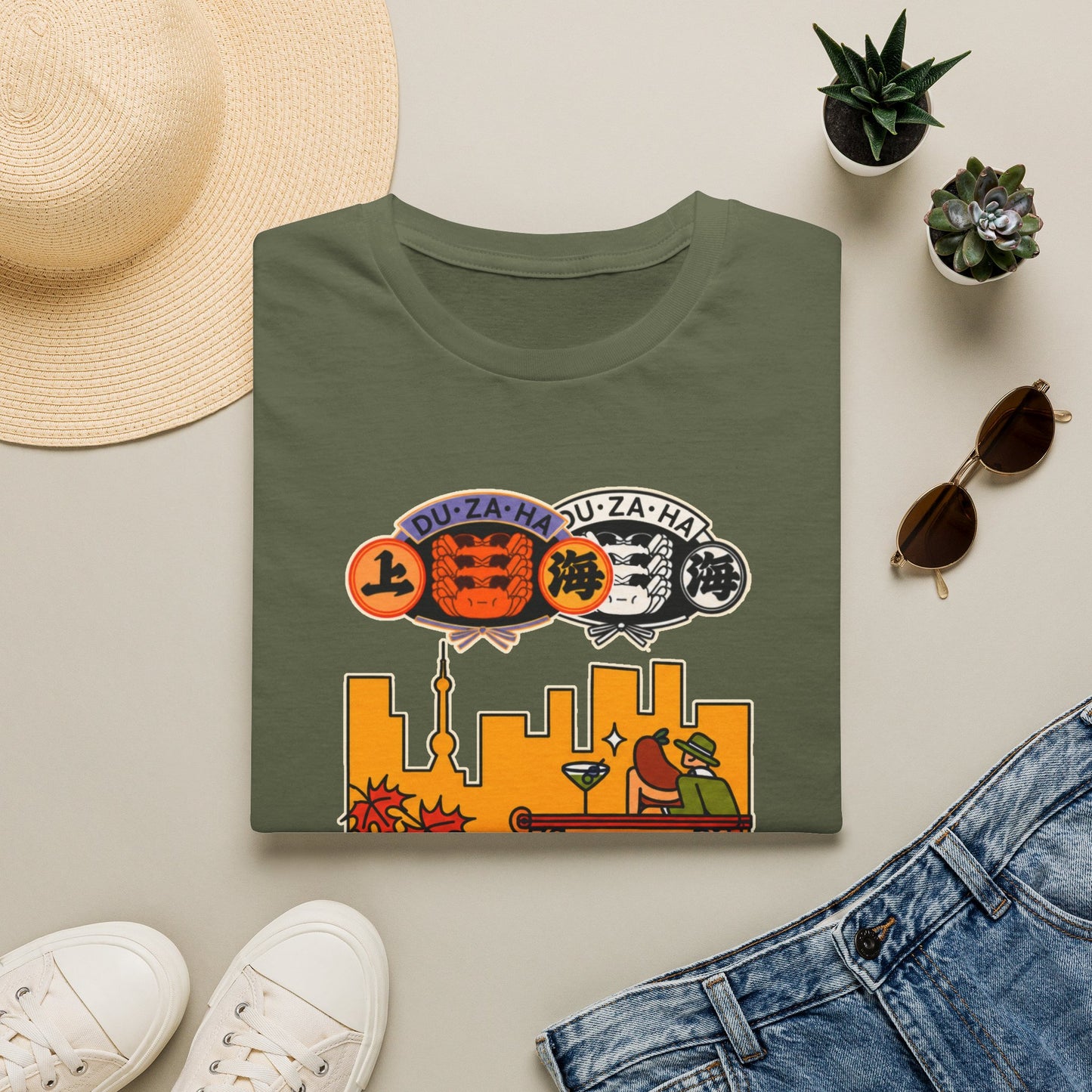Skyline Ramen Scene T-Shirt — Retro Japanese Noodle Shop Design