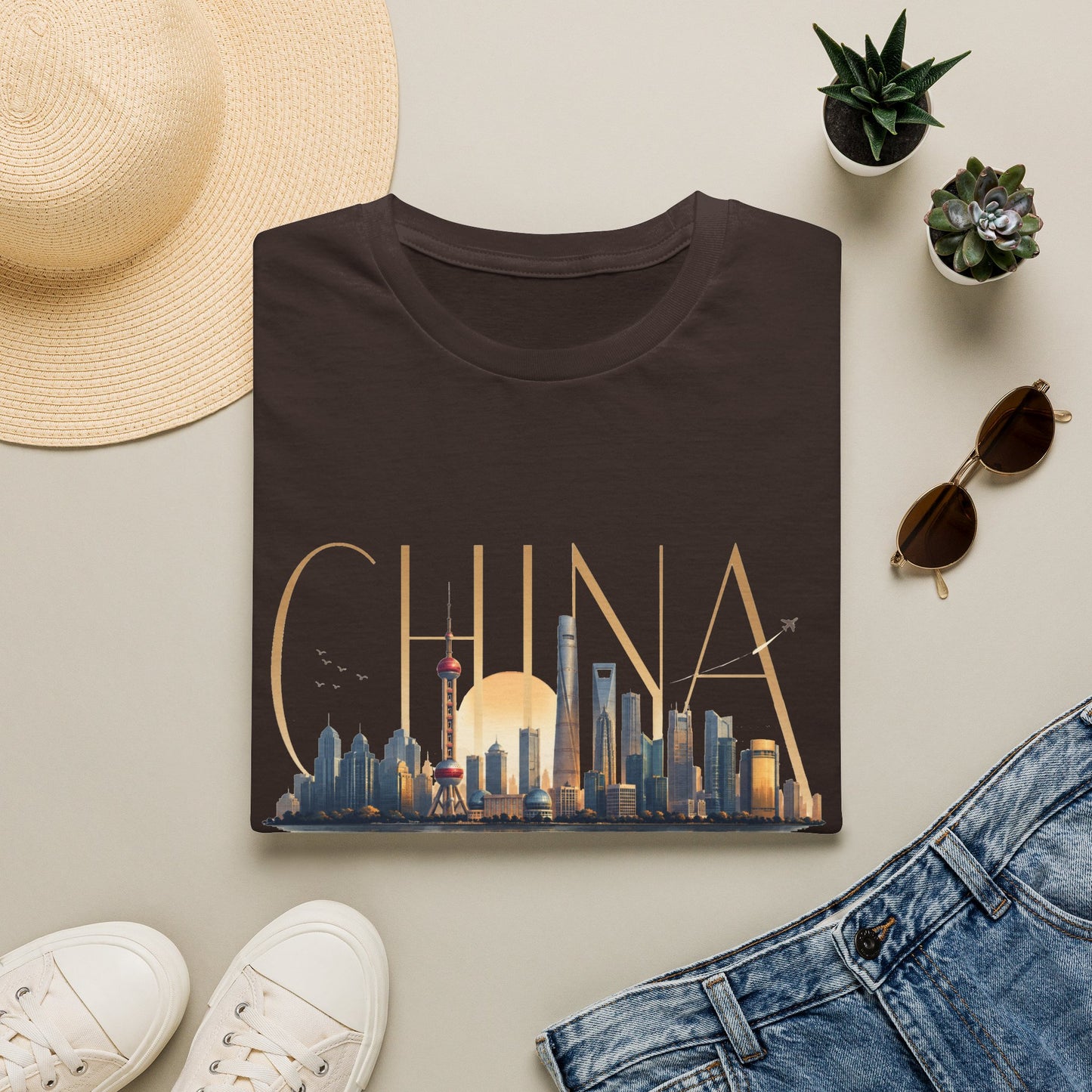 China Skyline T‑Shirt — Shanghai Cityscape Graphic Tee