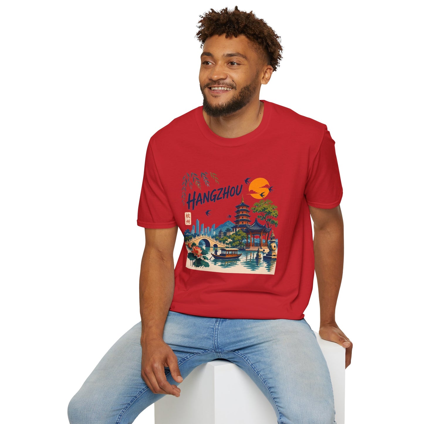Hangzhou Travel Tee — Scenic Pagoda, Skyline & Sunset Graphic T-Shirt