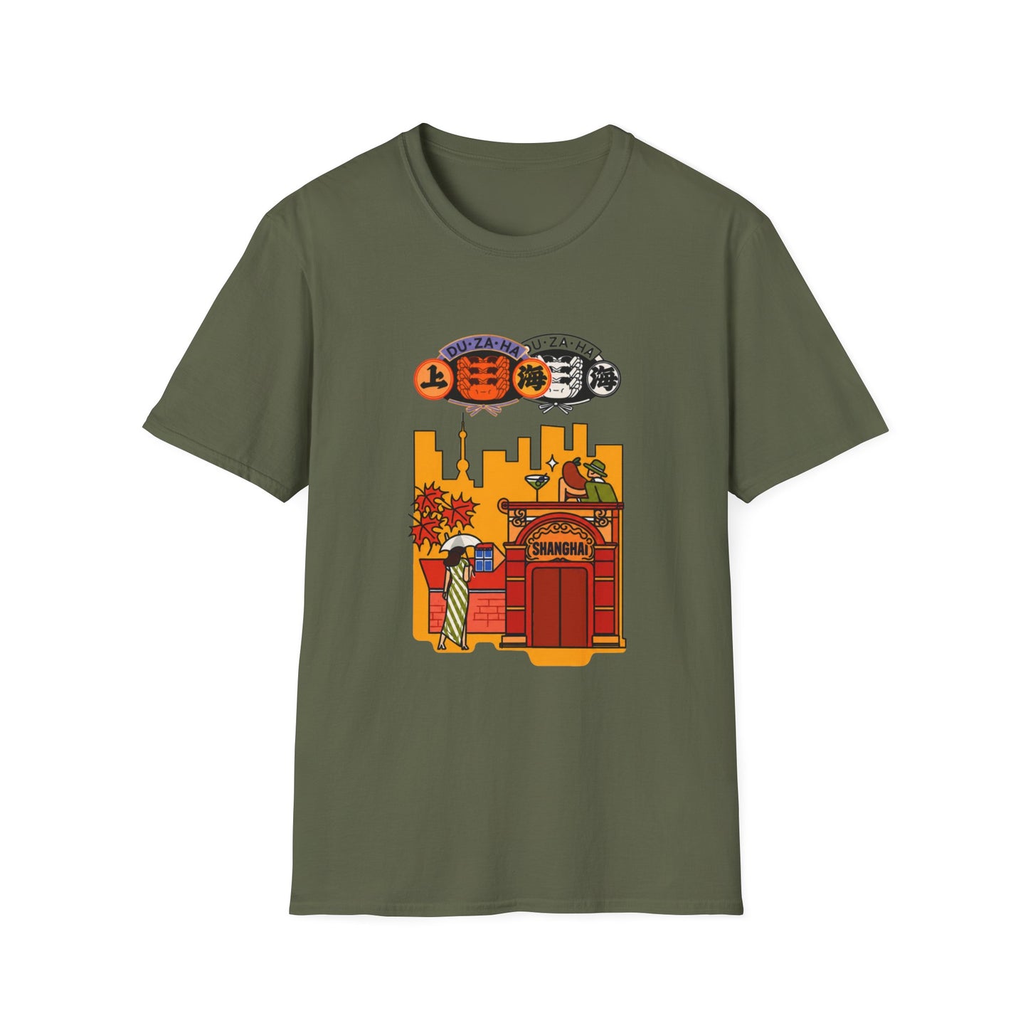 Shanghai Cityscape T-Shirt — Retro Skyline, Lanterns & Nightlife Graphic