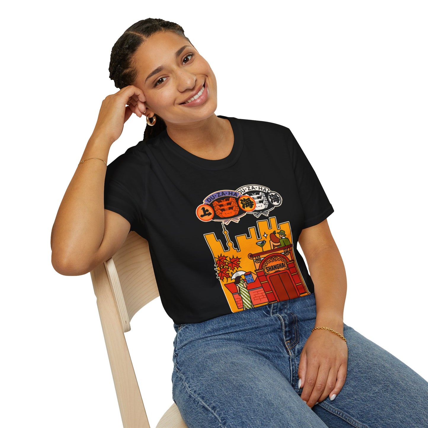 Skyline Ramen Scene T-Shirt — Retro Japanese Noodle Shop Design