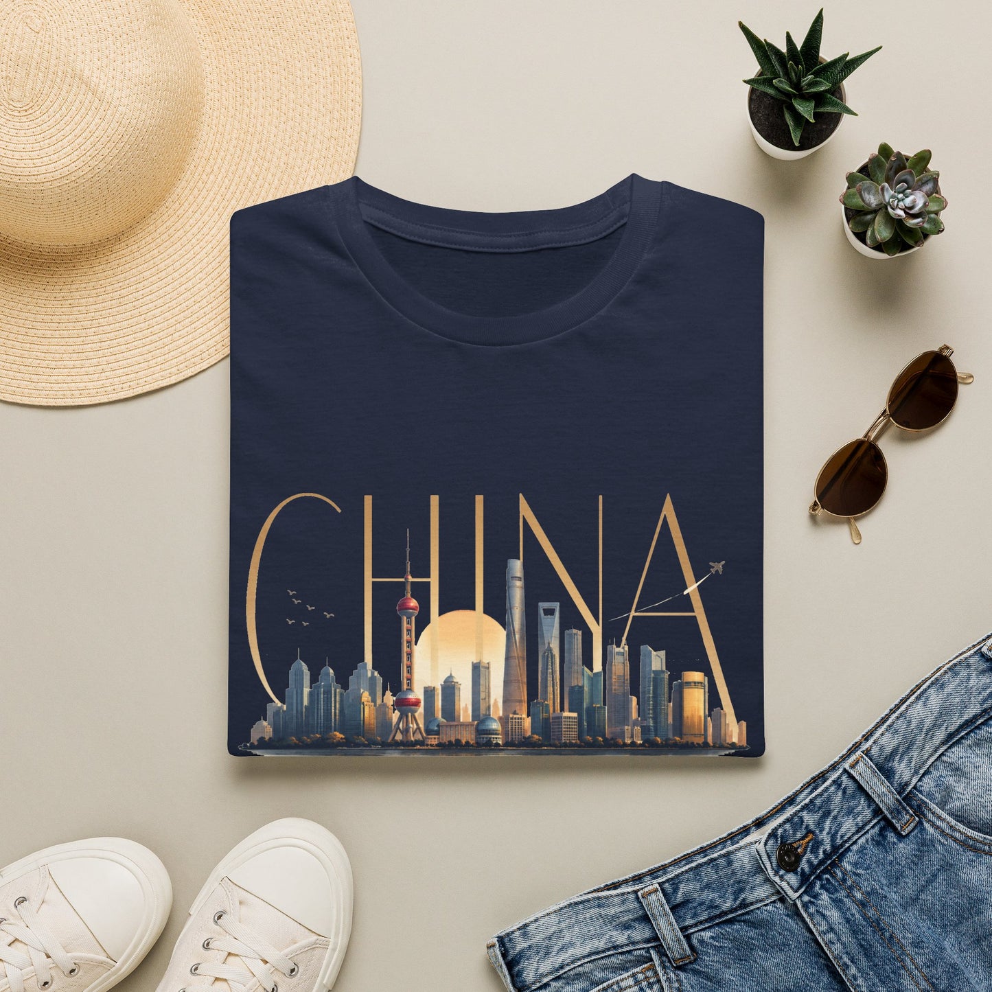 China Skyline T‑Shirt — Shanghai Cityscape Graphic Tee
