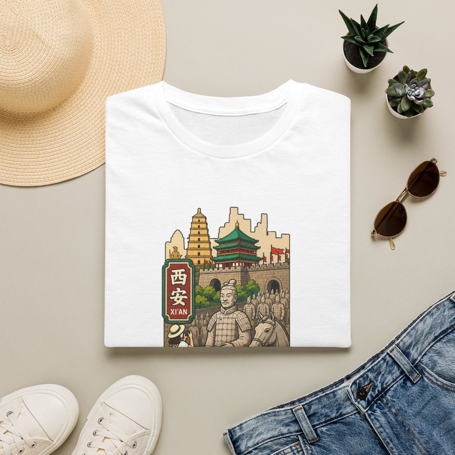Xi'an Travel T-Shirt — Terracotta Warriors & Pagoda China Souvenir Tee