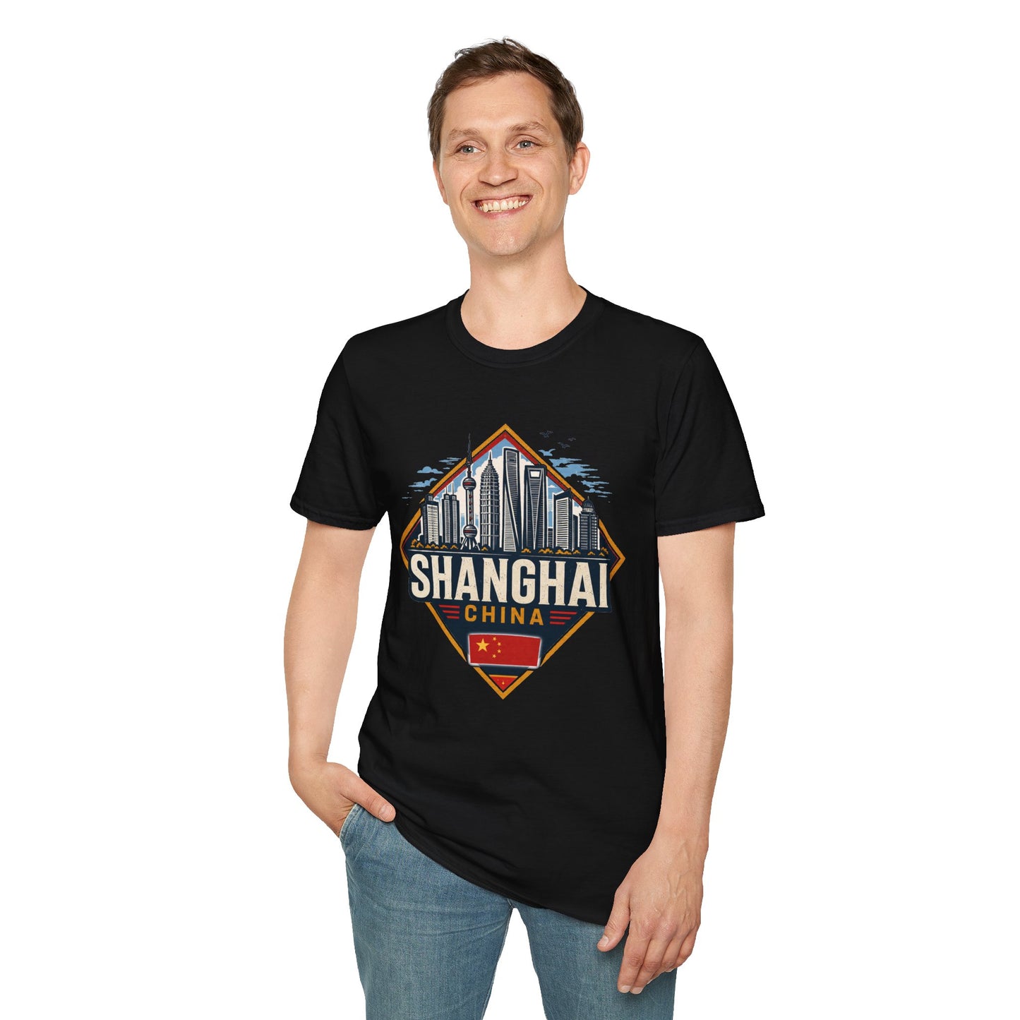 Shanghai Skyline T-Shirt — Retro Cityscape China Travel Tee