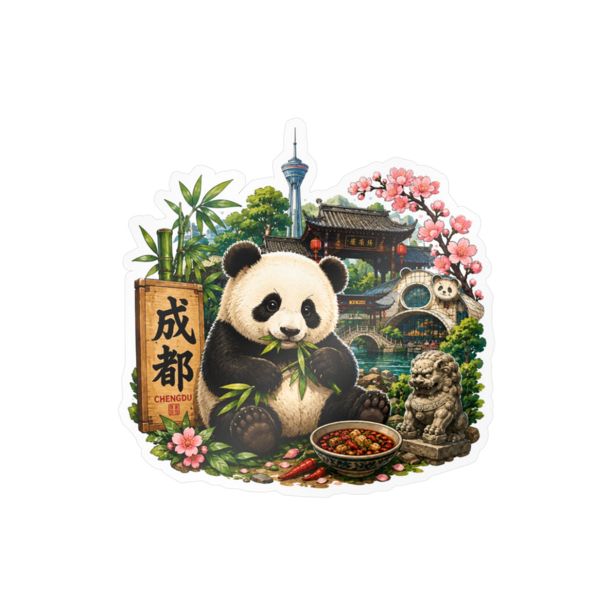 Chengdu Panda Kiss-Cut Vinyl Decal