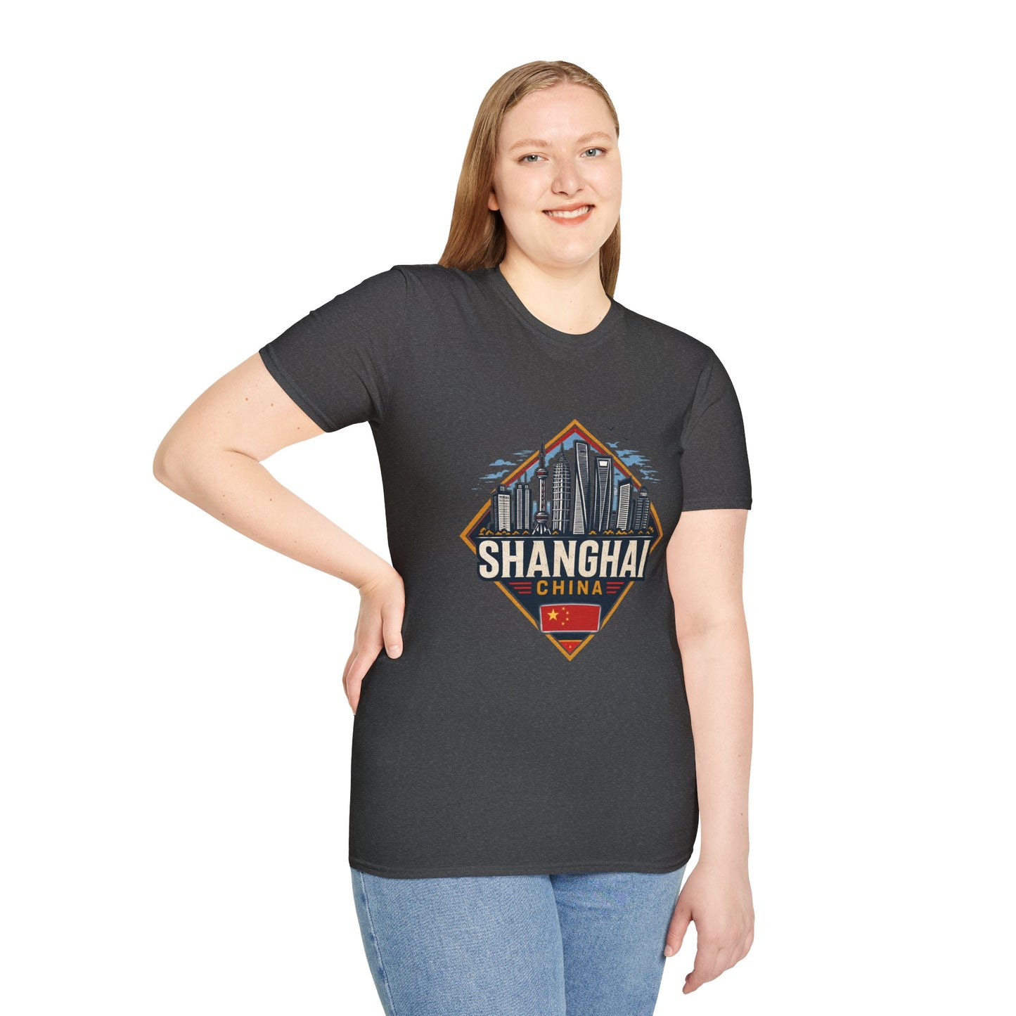 Shanghai Skyline T-Shirt — Retro Cityscape Travel Tee (Shanghai, China)