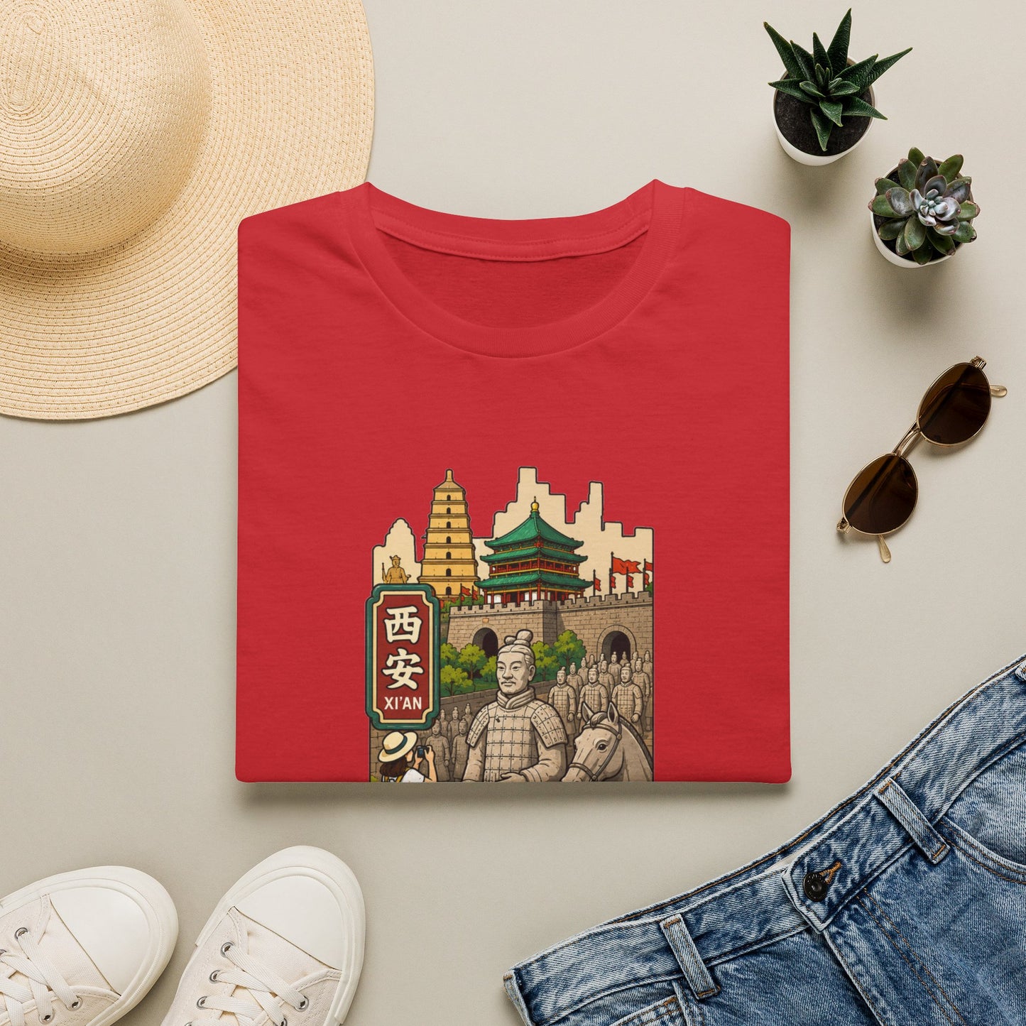 Xi'an Travel T-Shirt — Terracotta Warriors & Pagoda China Souvenir Tee