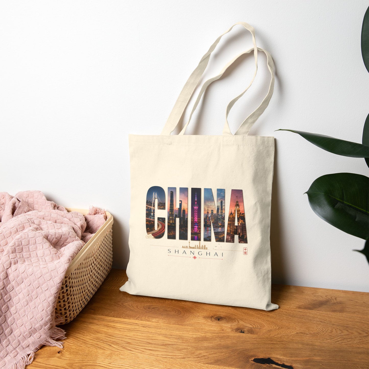 China Skyline Cotton Tote Bag – Travel Souvenir Canvas Shopper