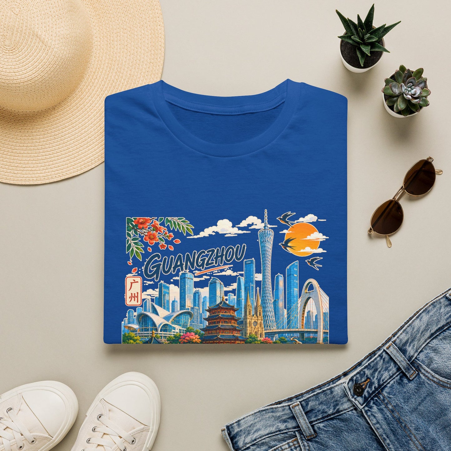 Guangzhou Cityscape T‑Shirt — Vintage Skyline Travel Tee