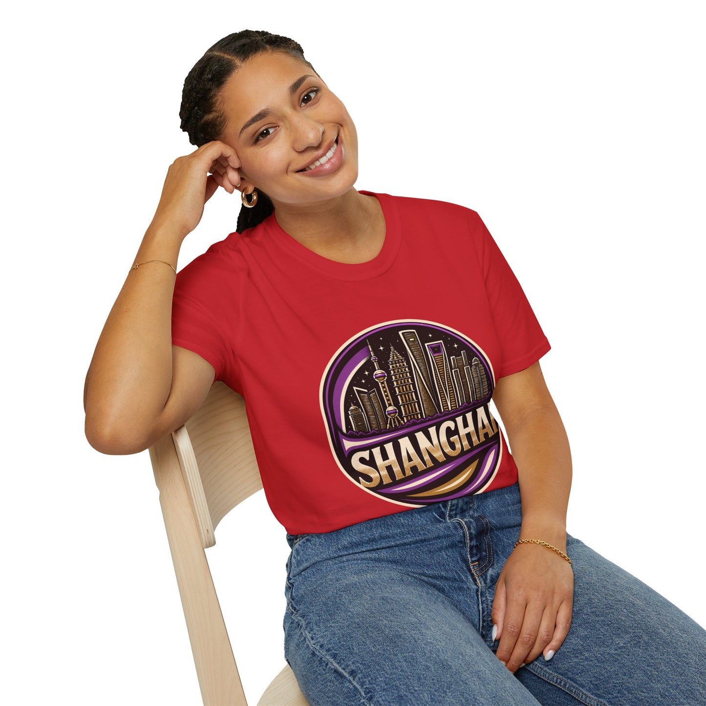 Shanghai Skyline T-Shirt — Retro Neon Cityscape Tee