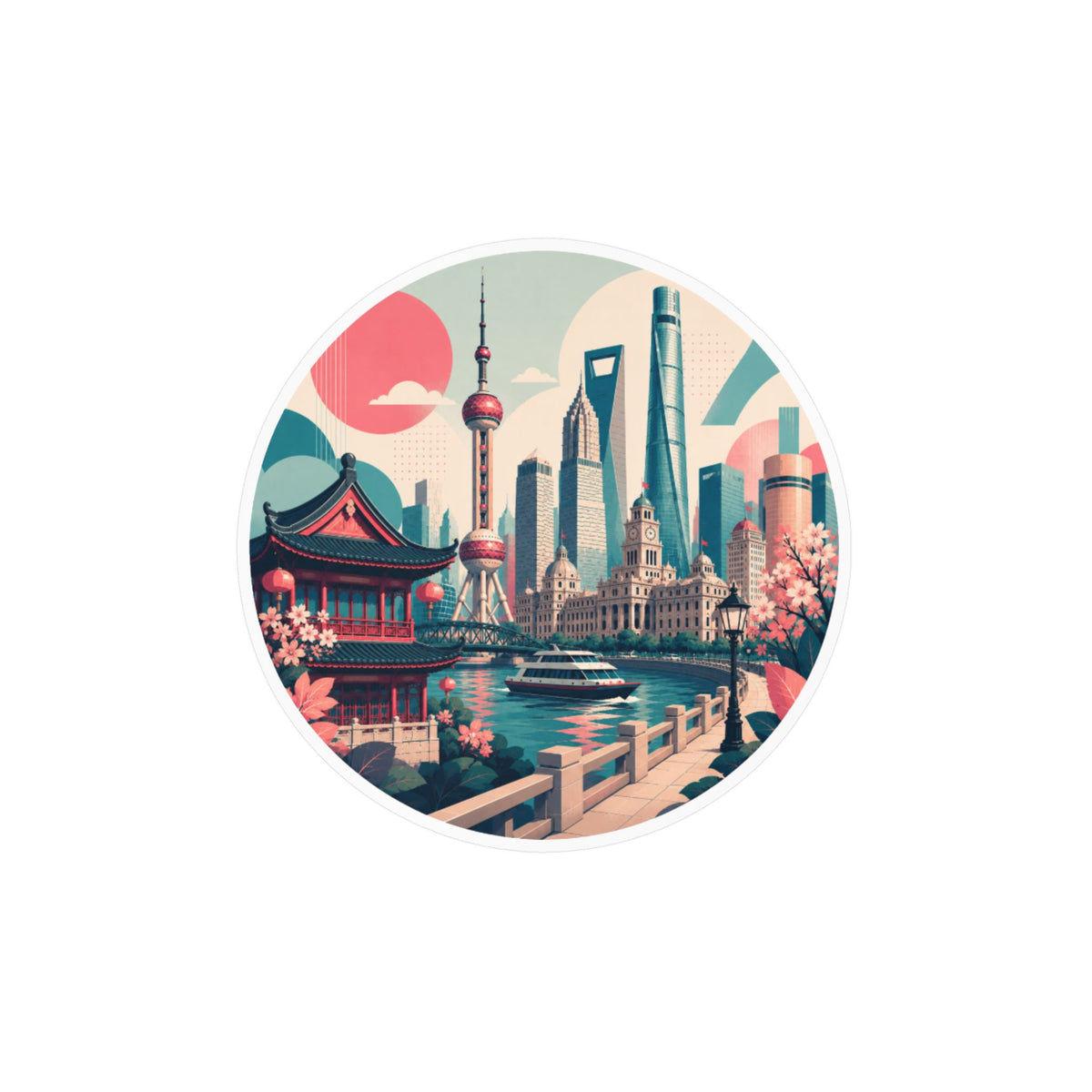 Shanghai Skyline Kiss-Cut Vinyl Decal