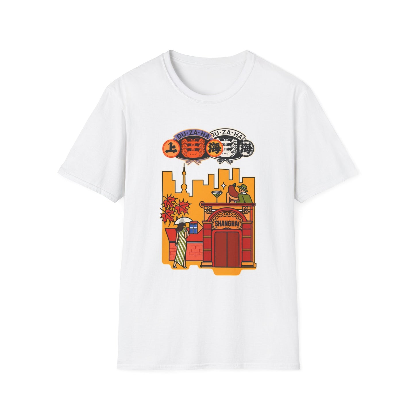 Skyline Ramen Scene T-Shirt — Retro Japanese Noodle Shop Design