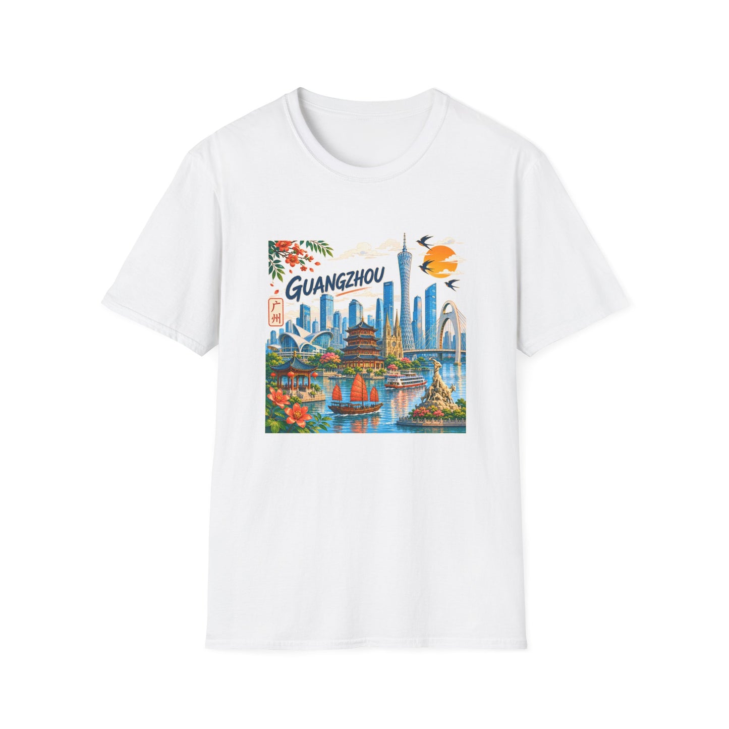 Guangzhou Cityscape T‑Shirt — Vintage Skyline Travel Tee