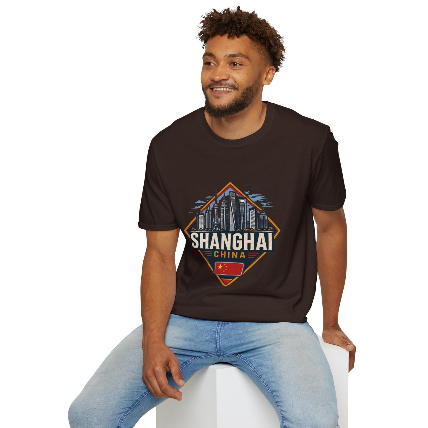 Shanghai Skyline T-Shirt — Retro Cityscape Travel Tee (Shanghai, China)