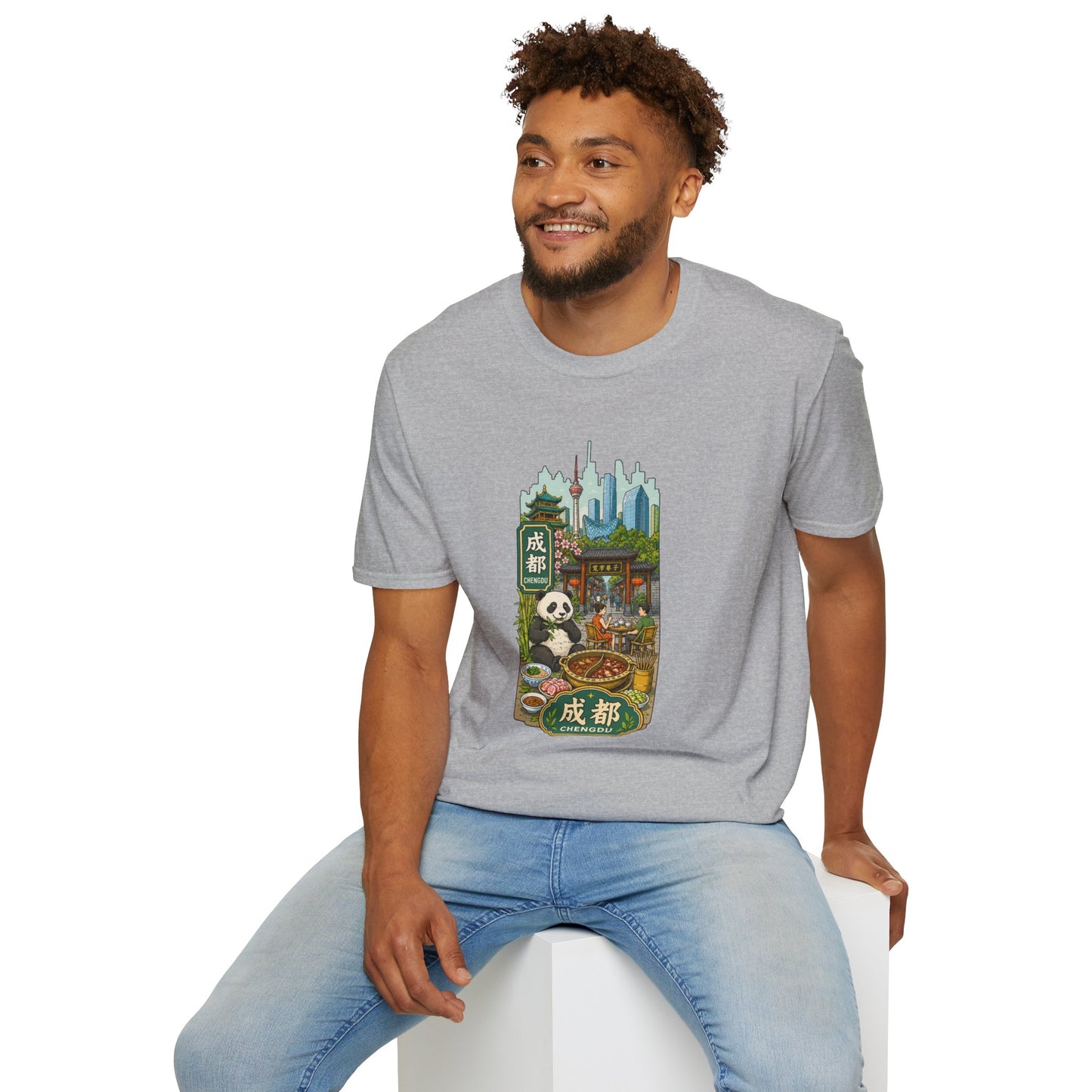 Chengdu Travel T-Shirt — Panda & Cityscape Graphic Tee