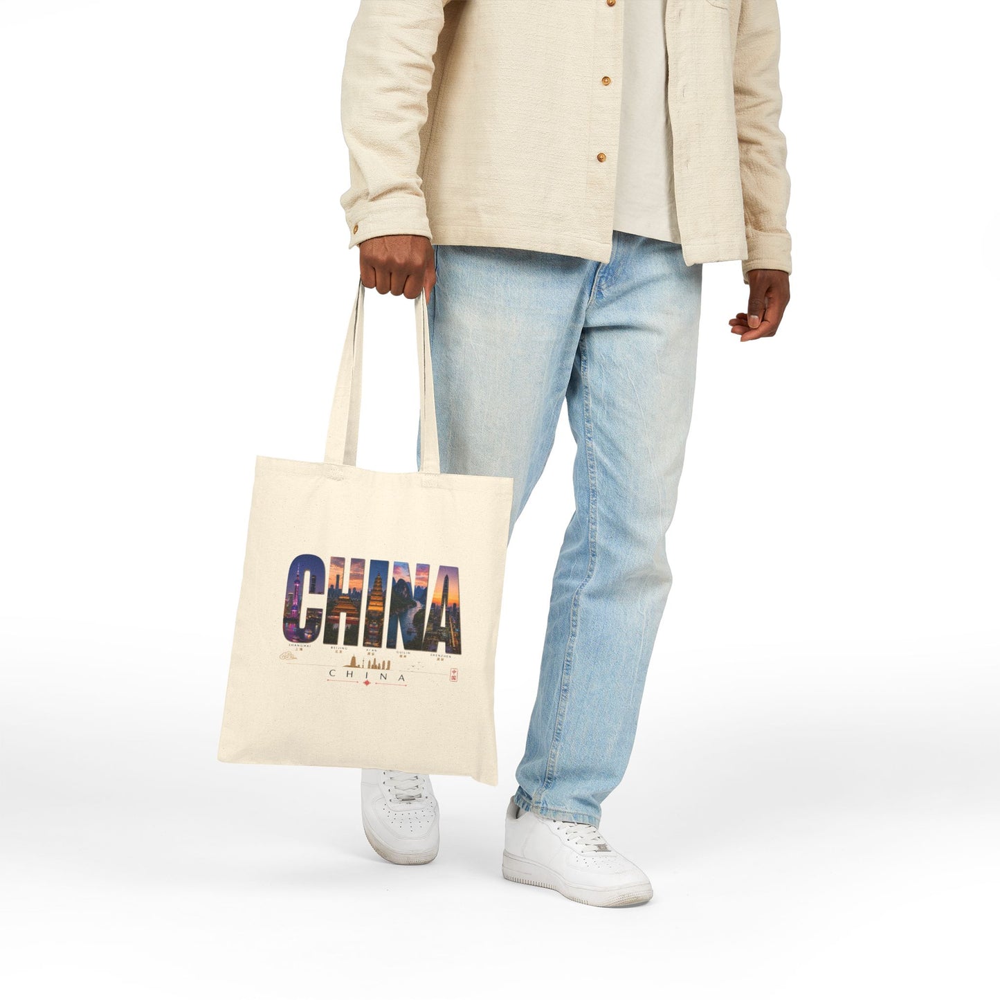 China Skyline Canvas Tote Bag – Cityscape Travel Souvenir Tote