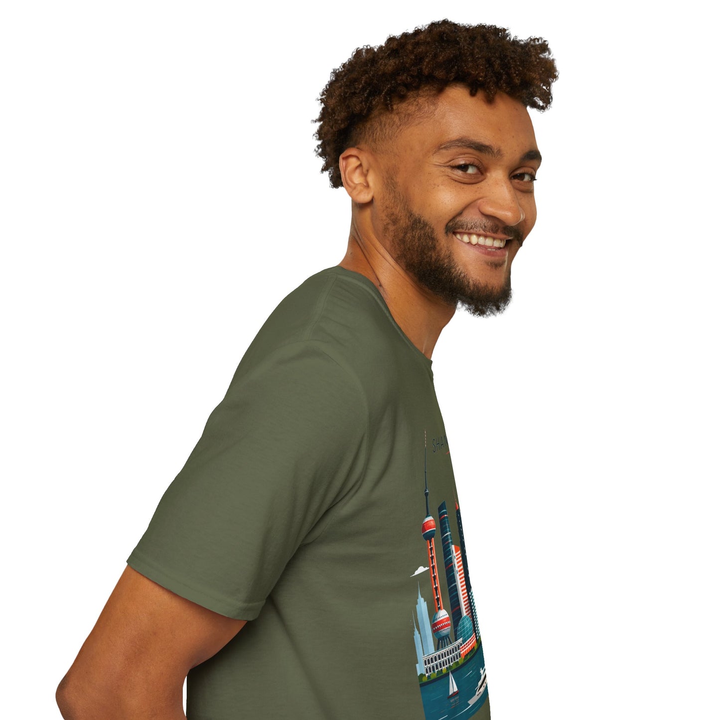 Shanghai Skyline T‑Shirt — Retro Red Sun Cityscape Tee