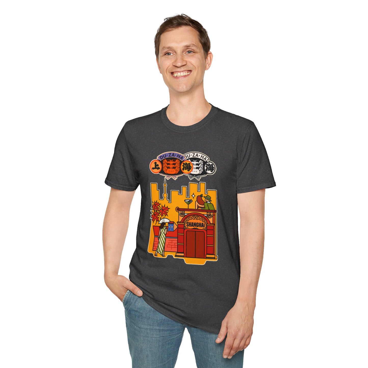 Skyline Ramen Scene T-Shirt — Retro Japanese Noodle Shop Design