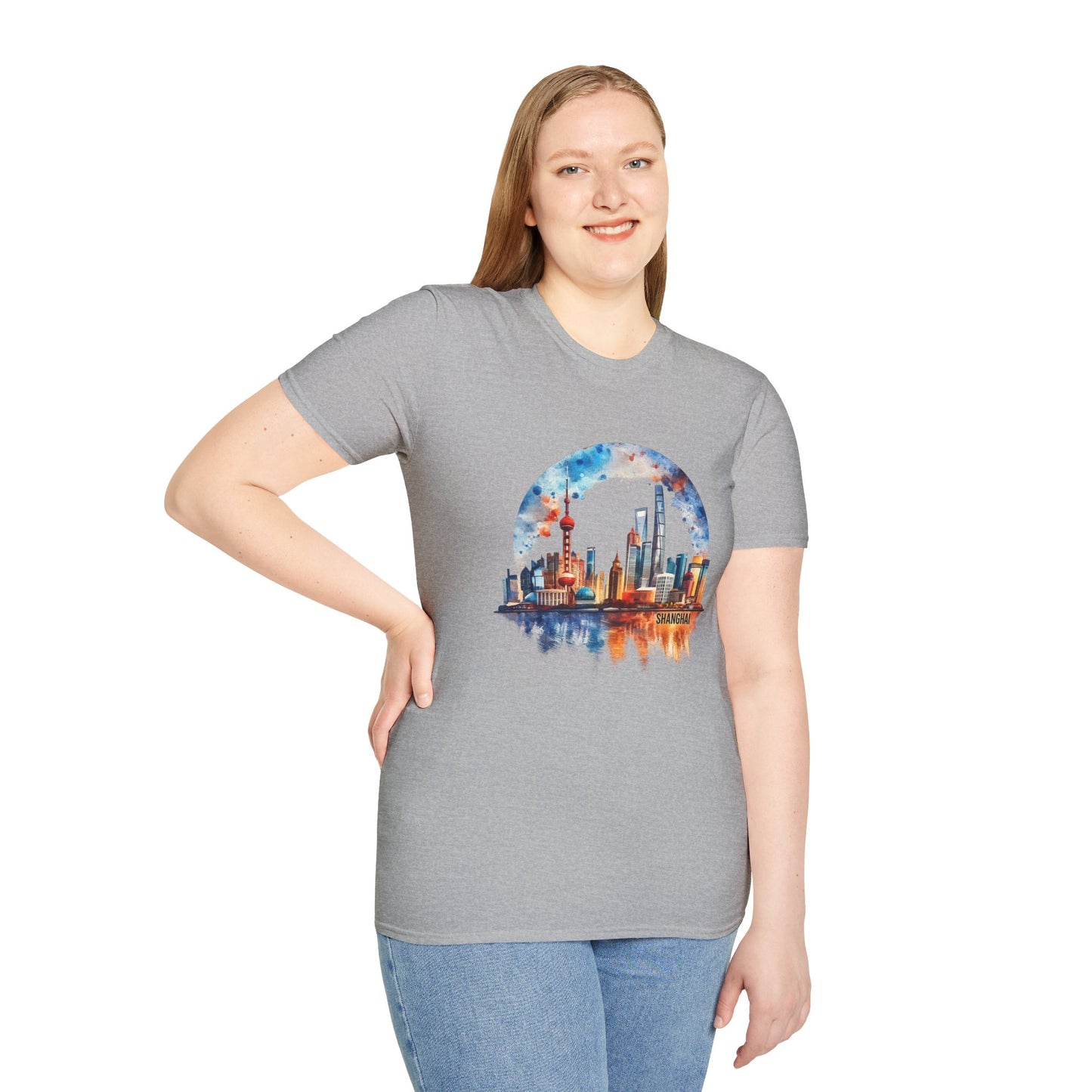 City Skyline T-Shirt — Watercolor Shanghai Landscape Tee
