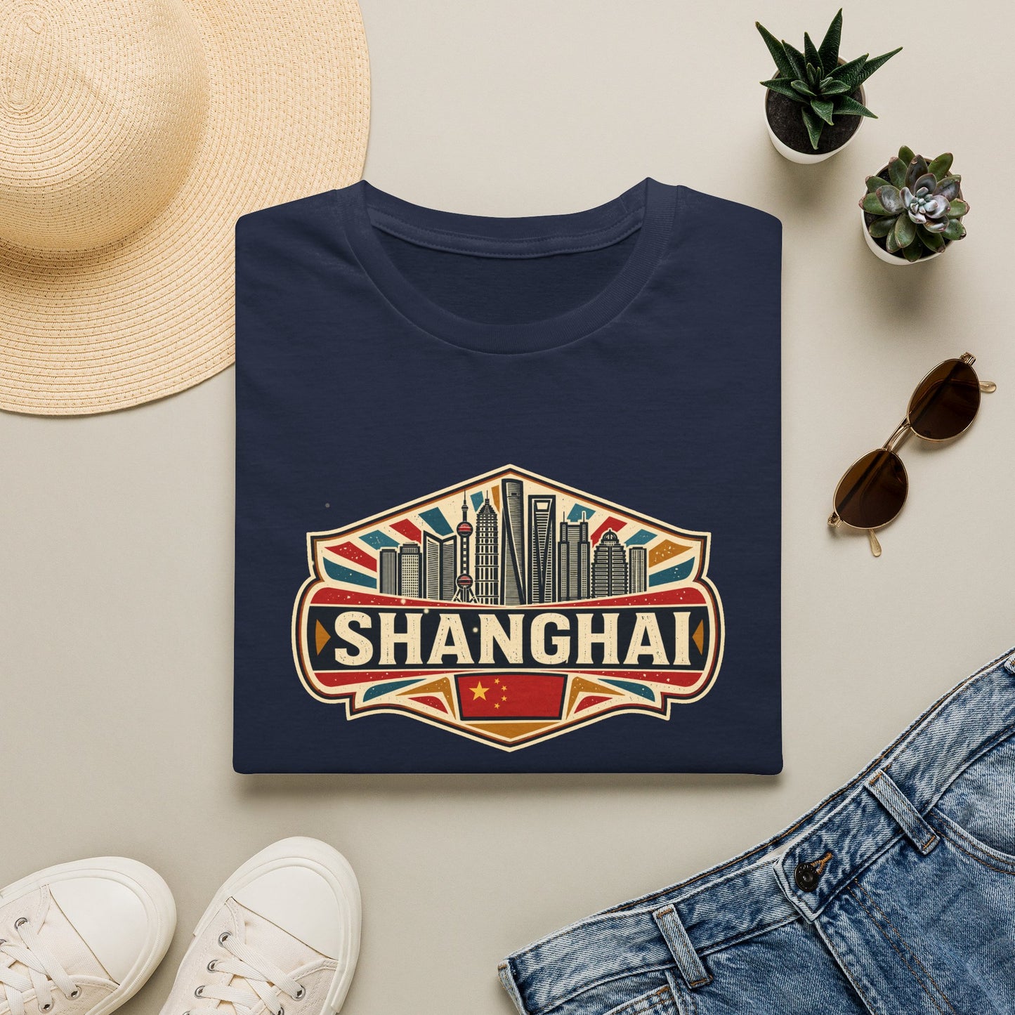 Shanghai Skyline T-Shirt — Vintage City Travel Tee