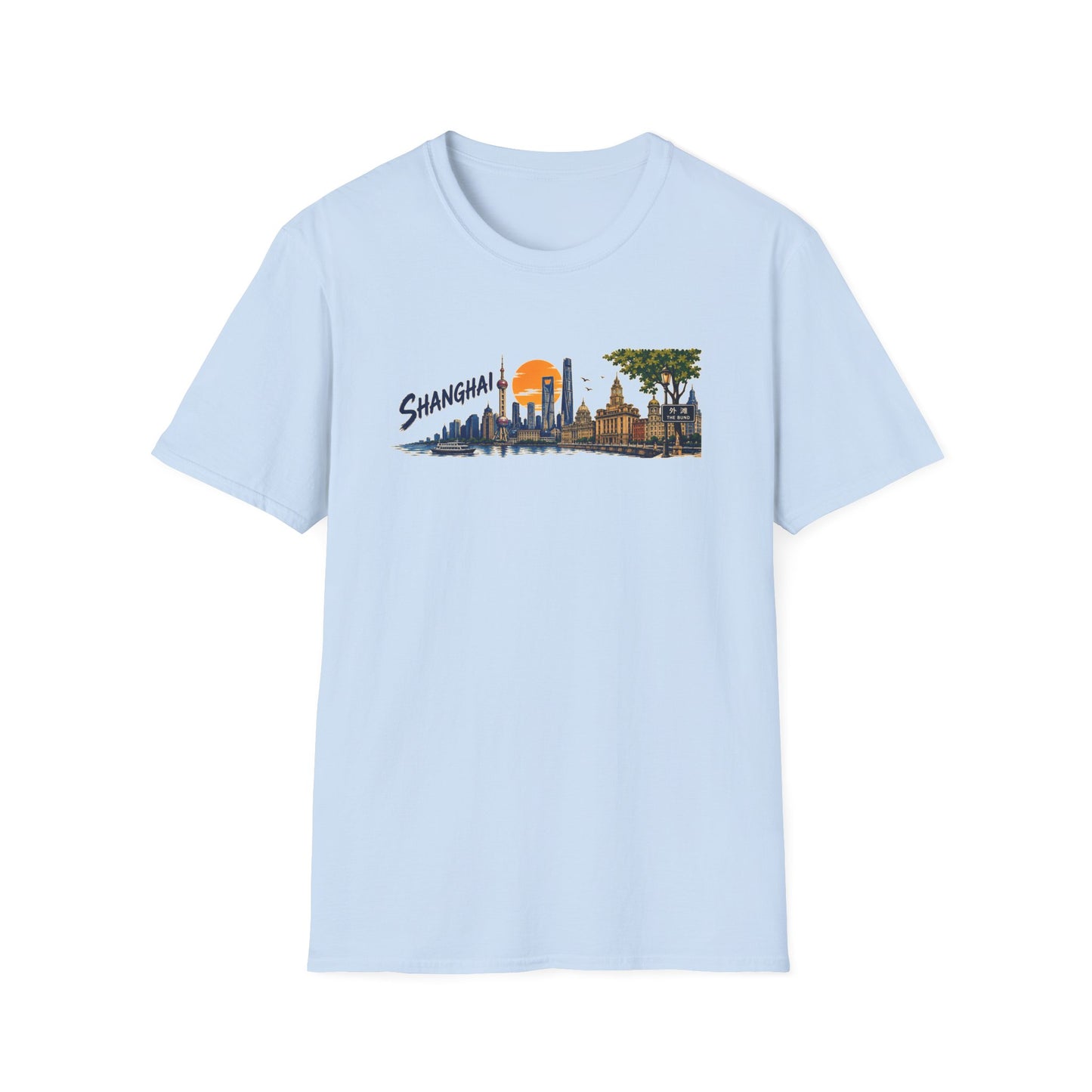 Shanghai Skyline T-Shirt — Vintage Cityscape Sunset Tee