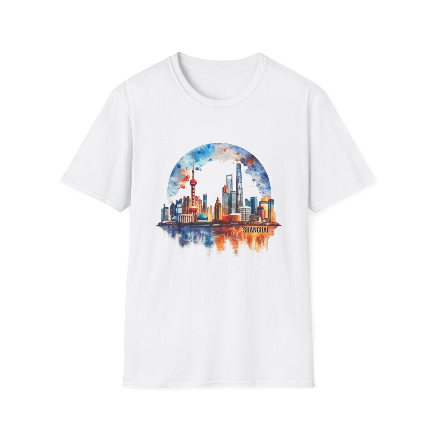 City Skyline T-Shirt — Watercolor Shanghai Landscape Tee