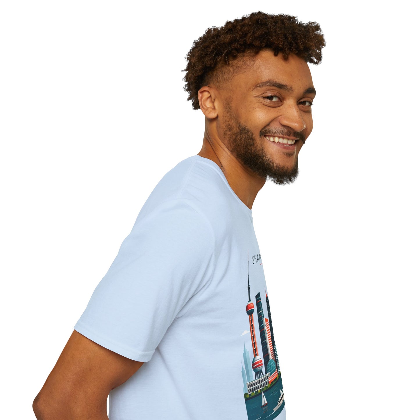 Shanghai Skyline T‑Shirt — Retro Red Sun Cityscape Tee