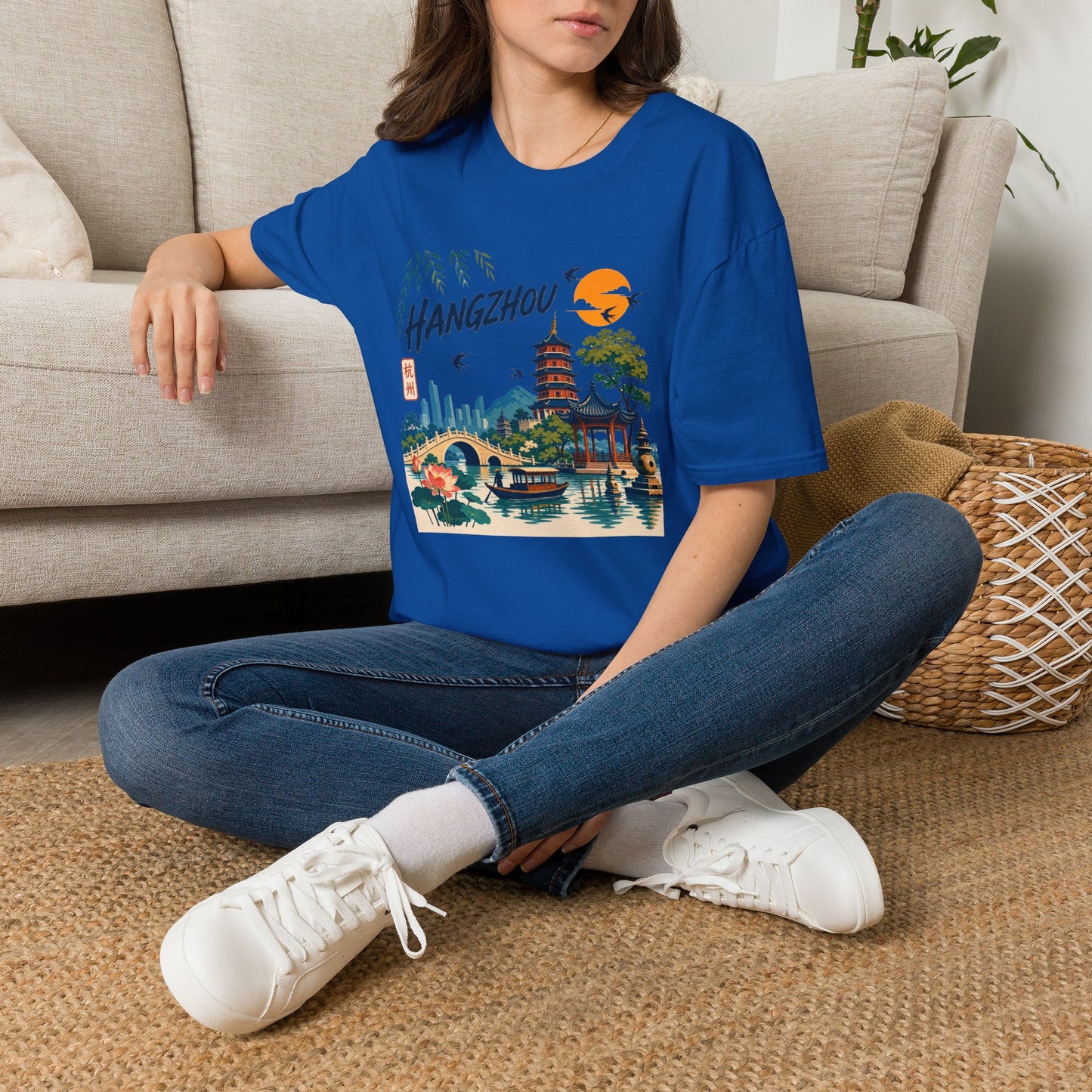 Hangzhou Travel Tee — Scenic Pagoda, Skyline & Sunset Graphic T-Shirt