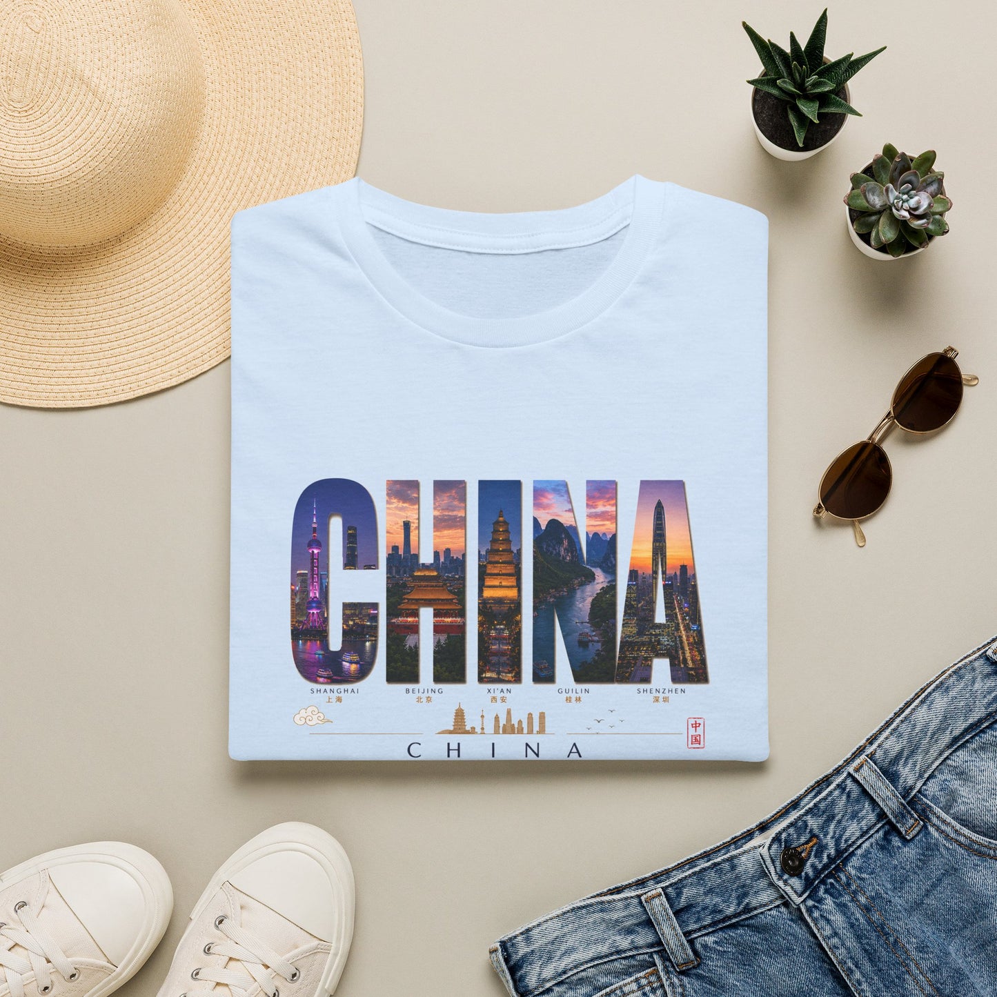 China Skyline Photo Tee — Travel Souvenir T-Shirt