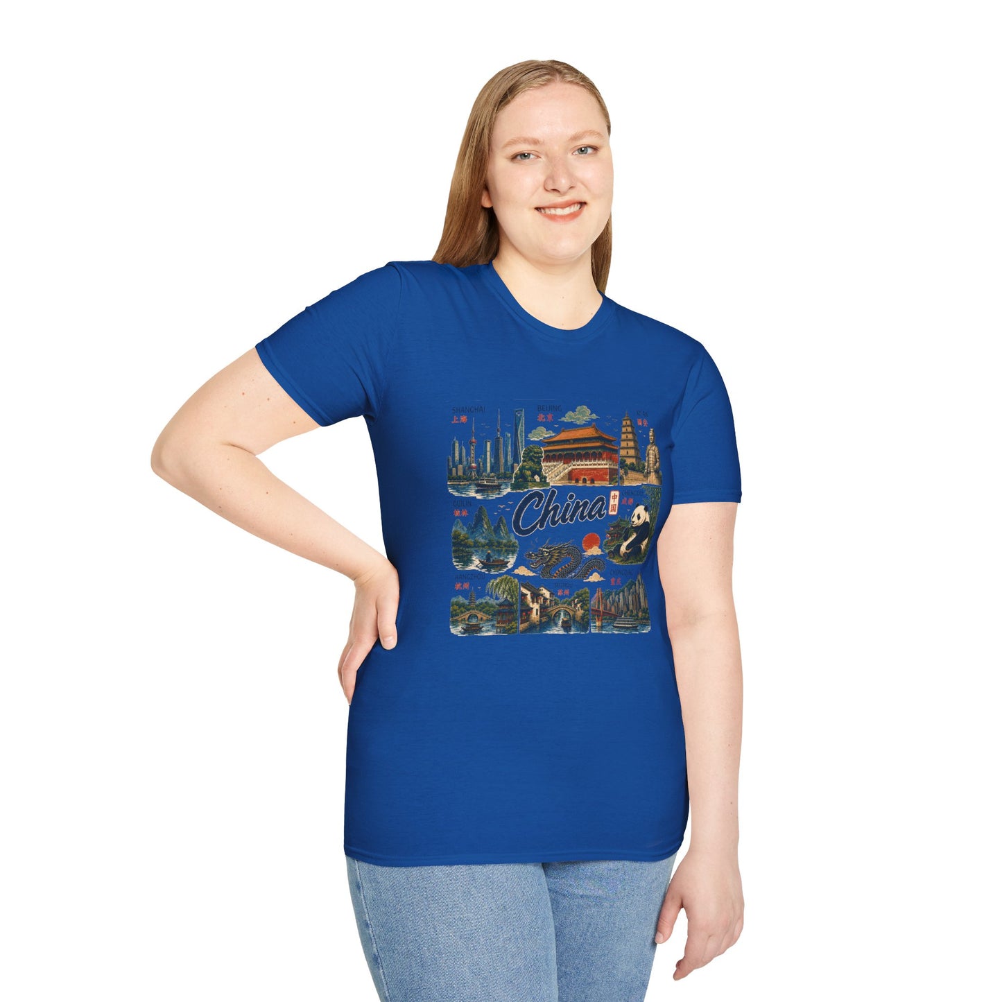 China Travel Collage T-Shirt — Landmarks & Panda Souvenir Tee