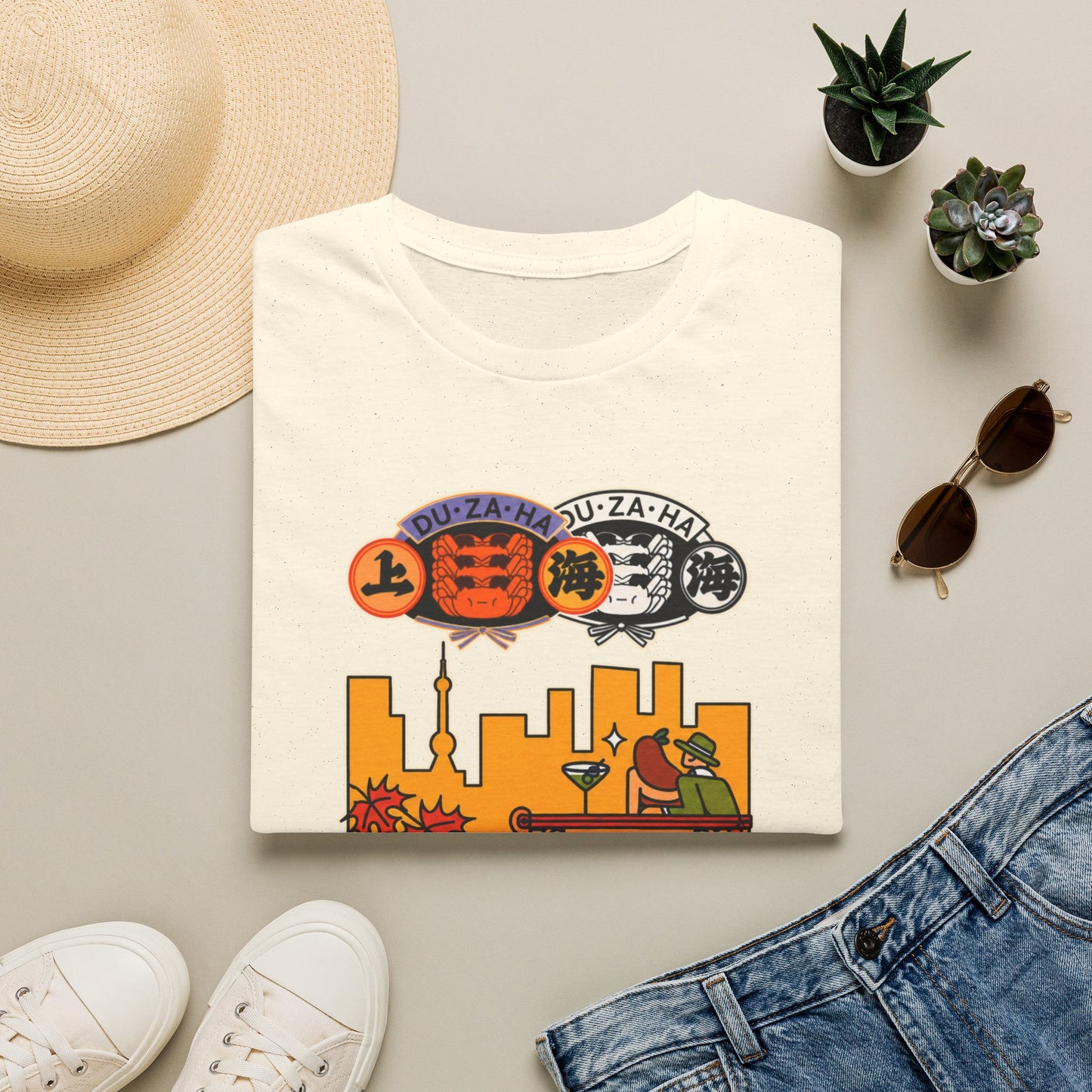 Skyline Ramen Scene T-Shirt — Retro Japanese Noodle Shop Design