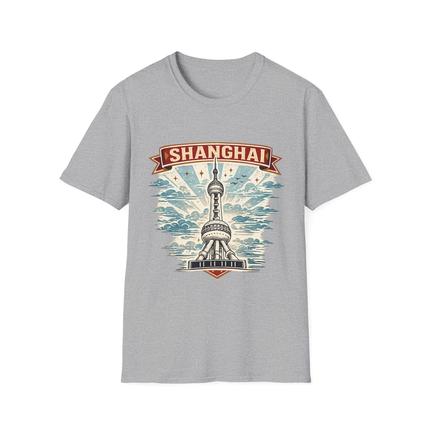 Shanghai Skyline T-Shirt — Retro Oriental Pearl Tower Travel Tee