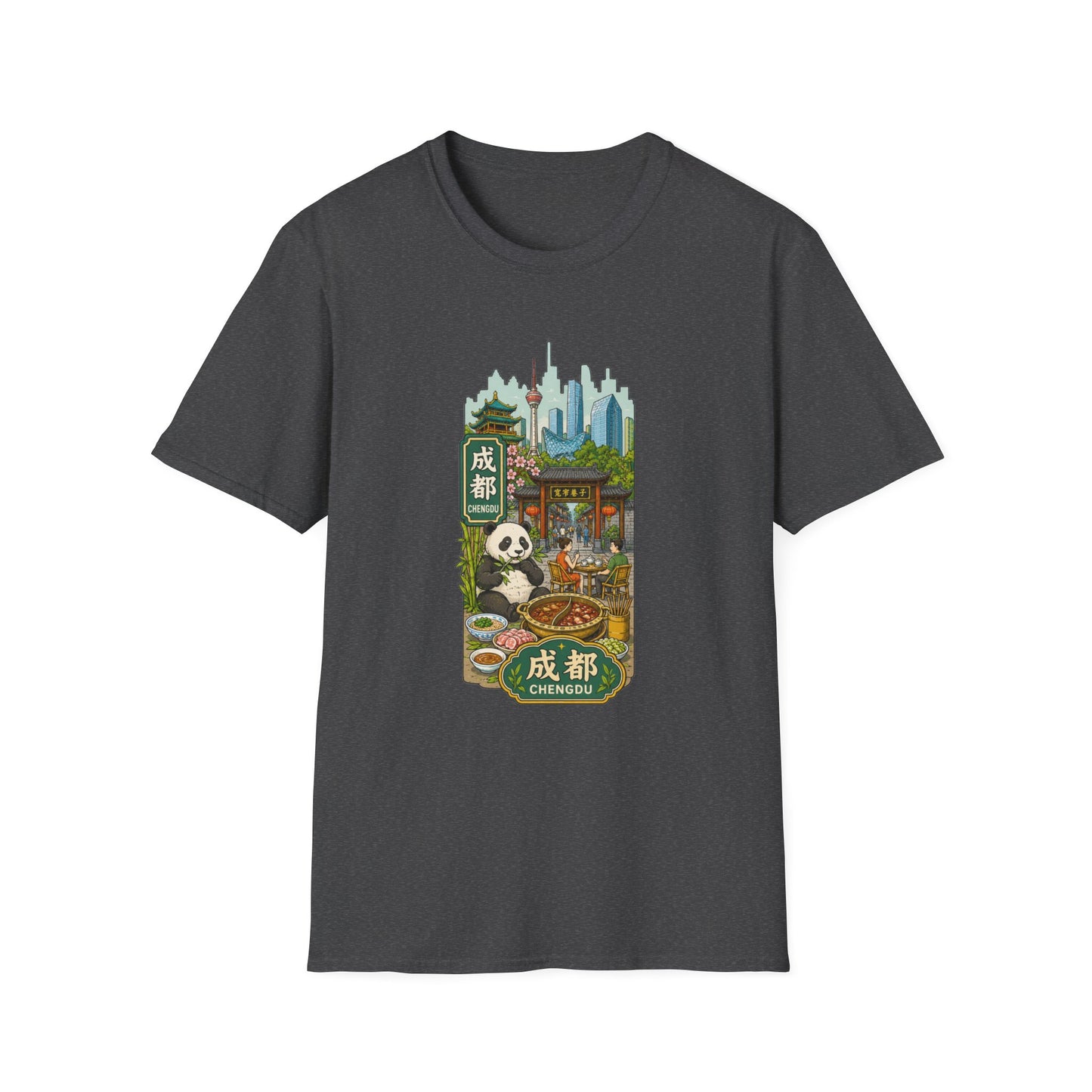 Chengdu Travel T-Shirt — Panda & Cityscape Graphic Tee
