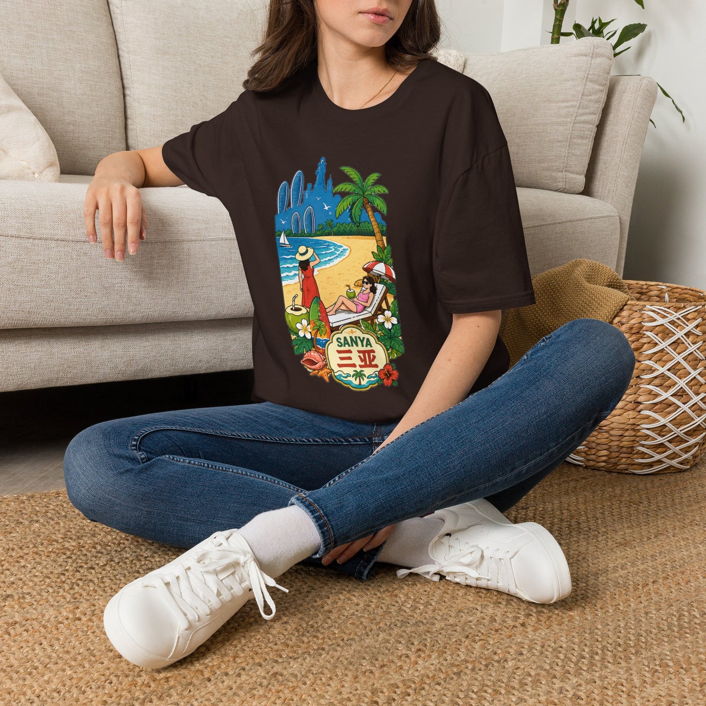 Beach Resort Graphic T-Shirt — Sanya Tropical Vacation Design