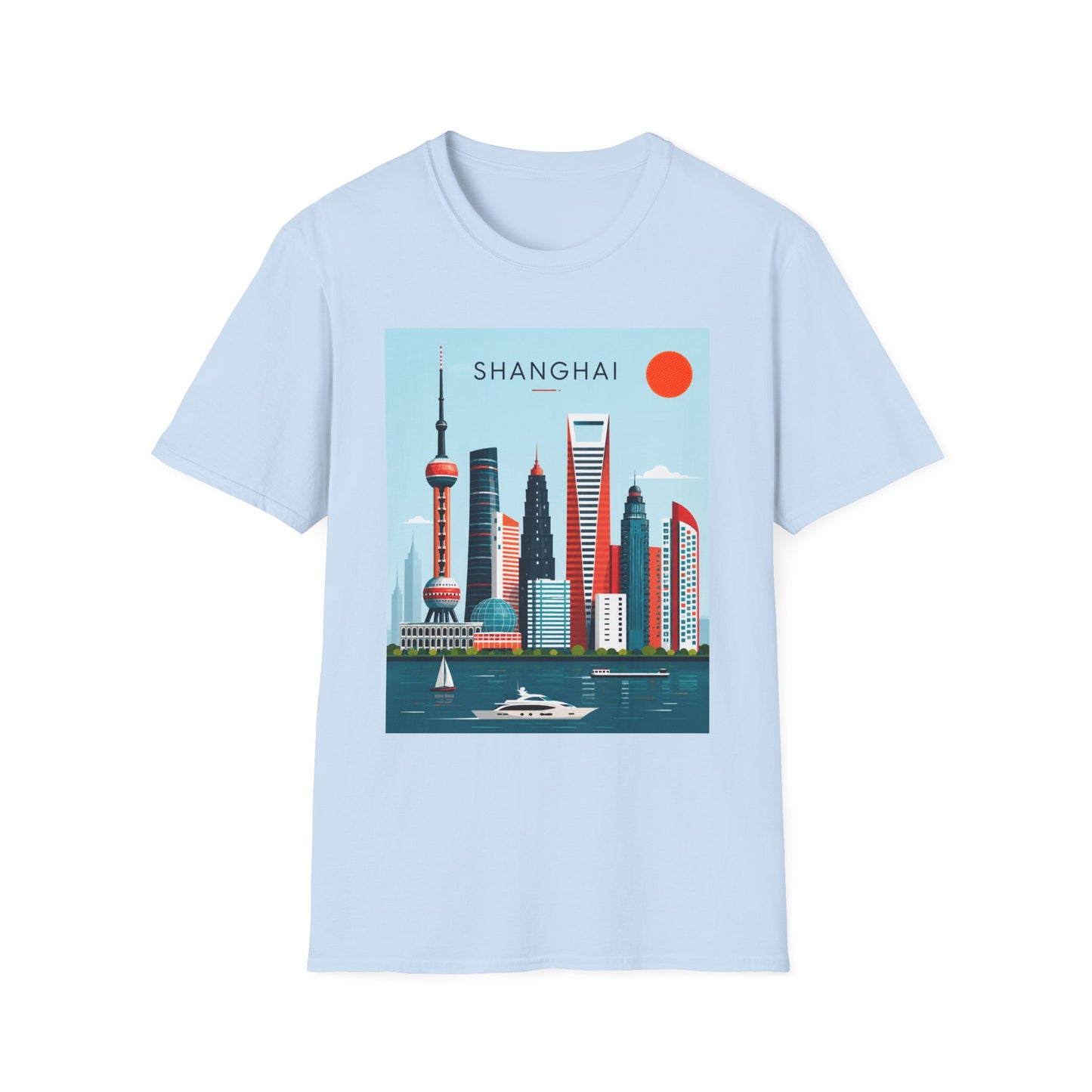 Shanghai Skyline T‑Shirt — Retro Cityscape Tee with 'SHANGHAI' Graphic