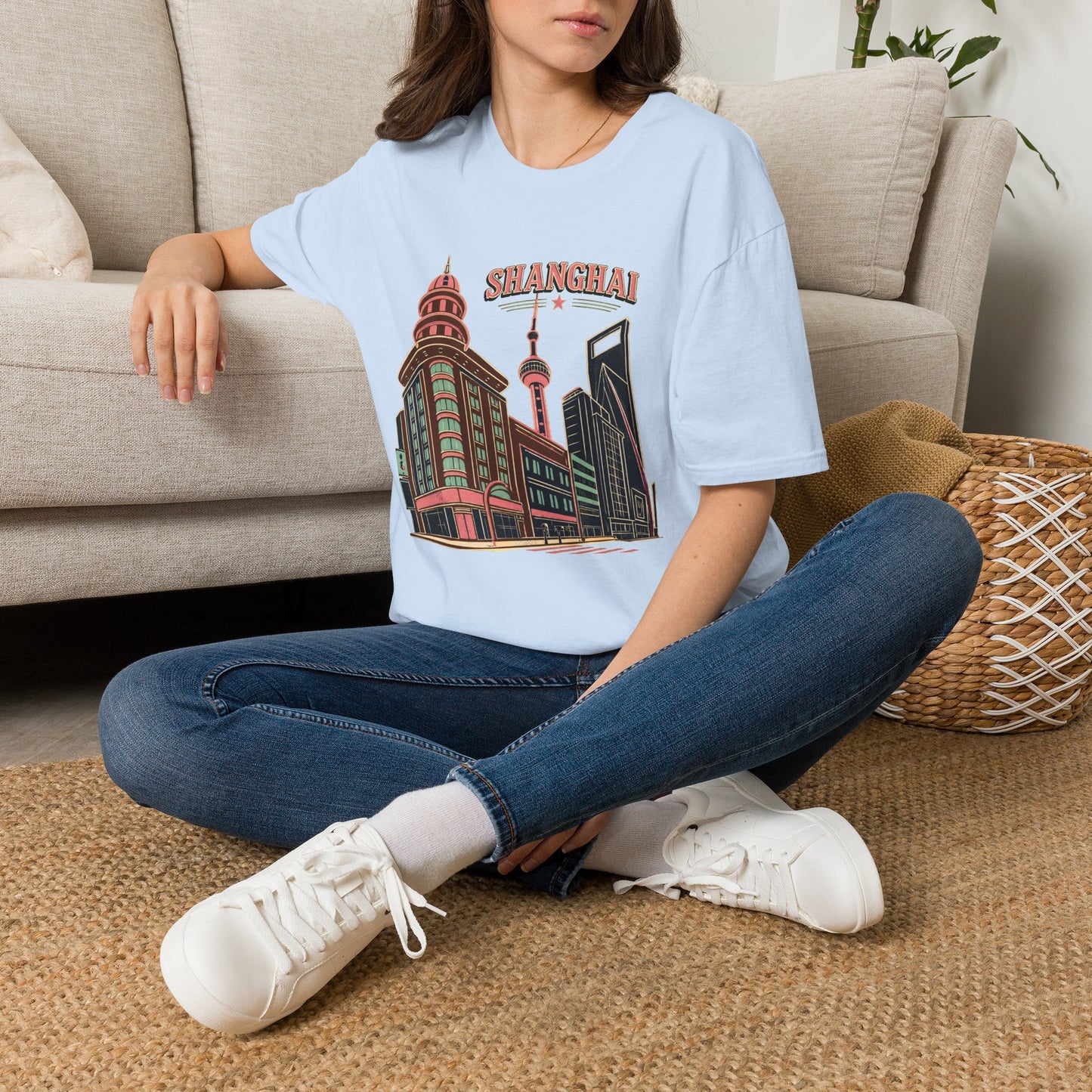Shanghai Skyline T-Shirt — Retro Cityscape Travel Tee