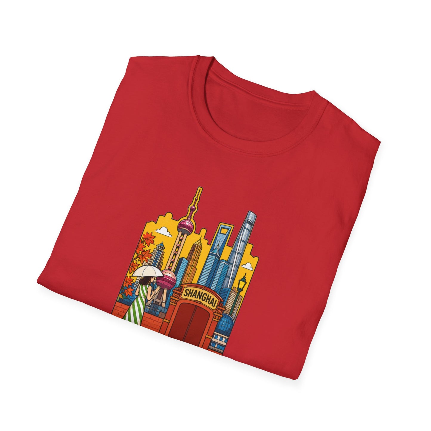 Shanghai Skyline T-Shirt — Vintage Cityscape with Chinese Characters