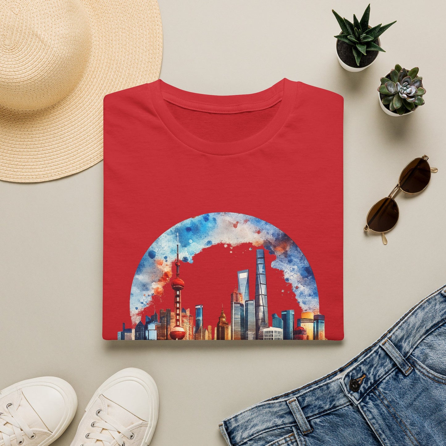 Cityscape Watercolor T-Shirt — Skyline Art Tee