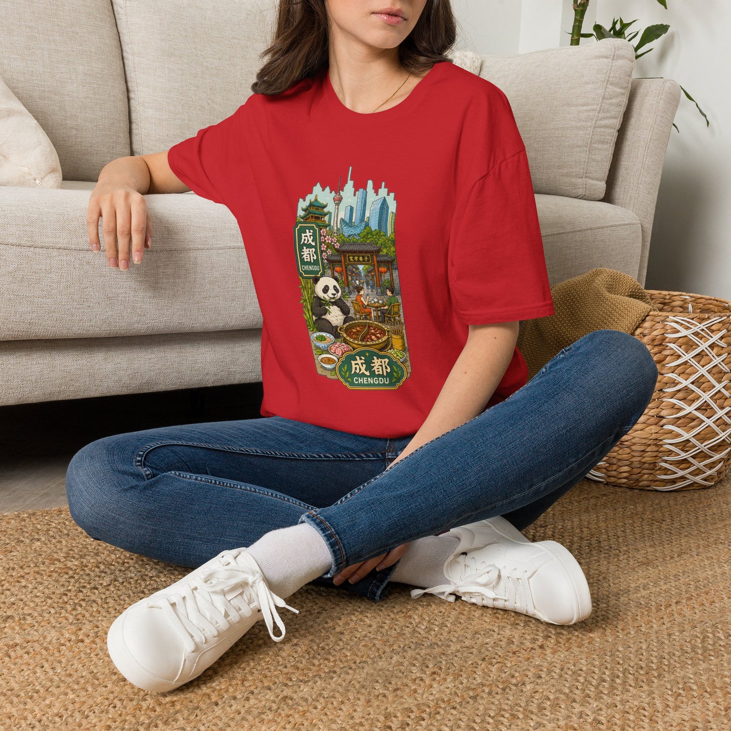 Chengdu Travel T-Shirt — Panda & Cityscape Graphic Tee