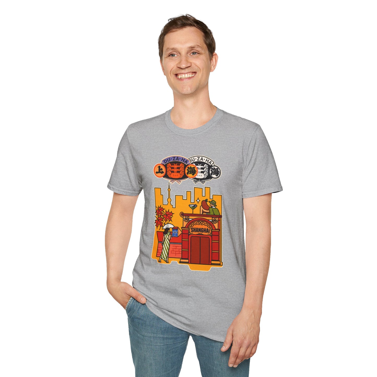 Skyline Ramen Scene T-Shirt — Retro Japanese Noodle Shop Design