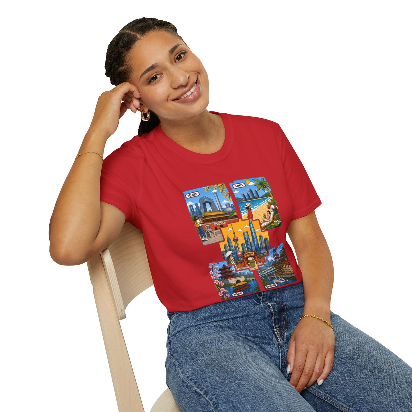 Cityscape Postcard T-Shirt — Miami & Dubai Travel Vintage Graphic Tee