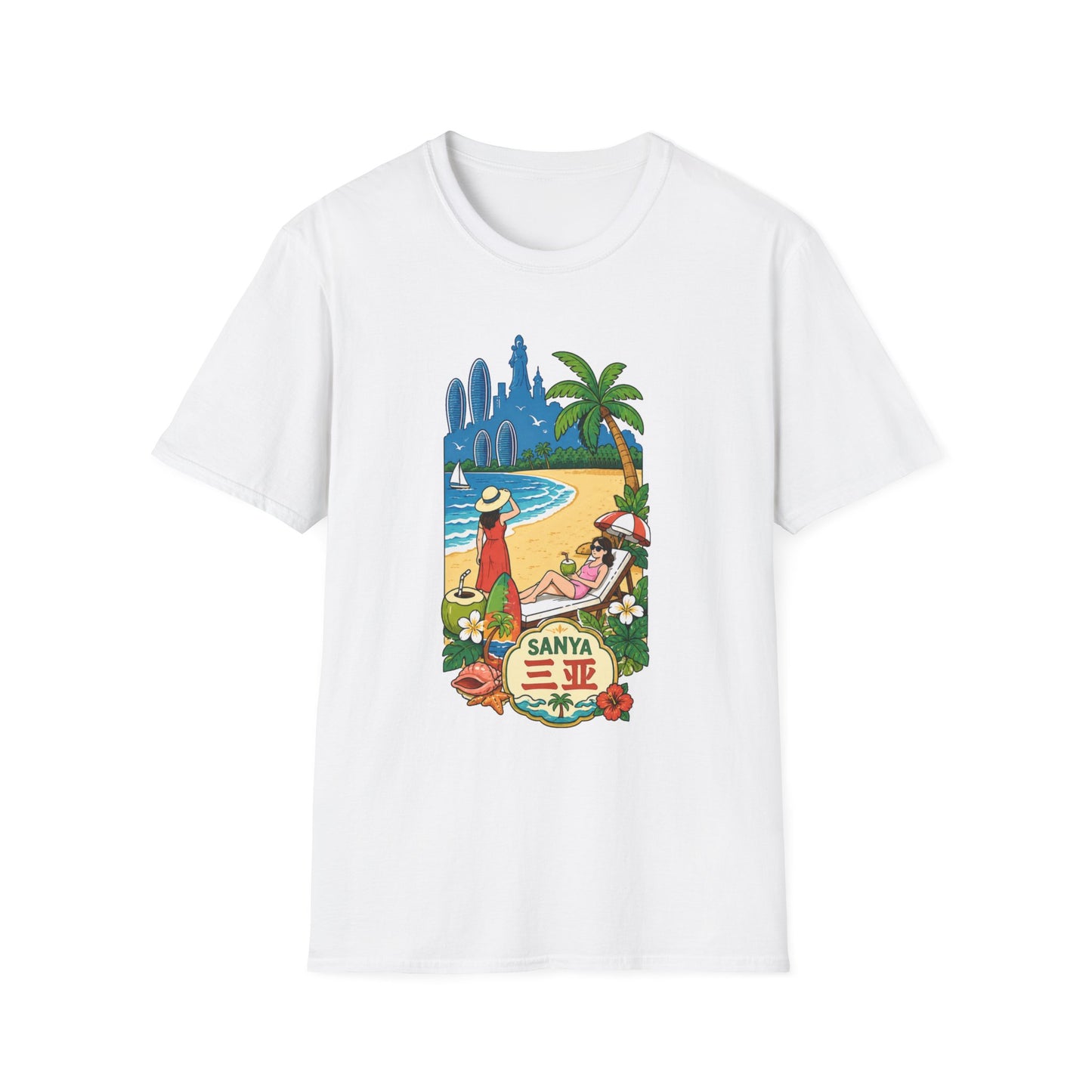 Beach Resort Graphic T-Shirt — Sanya Tropical Vacation Design