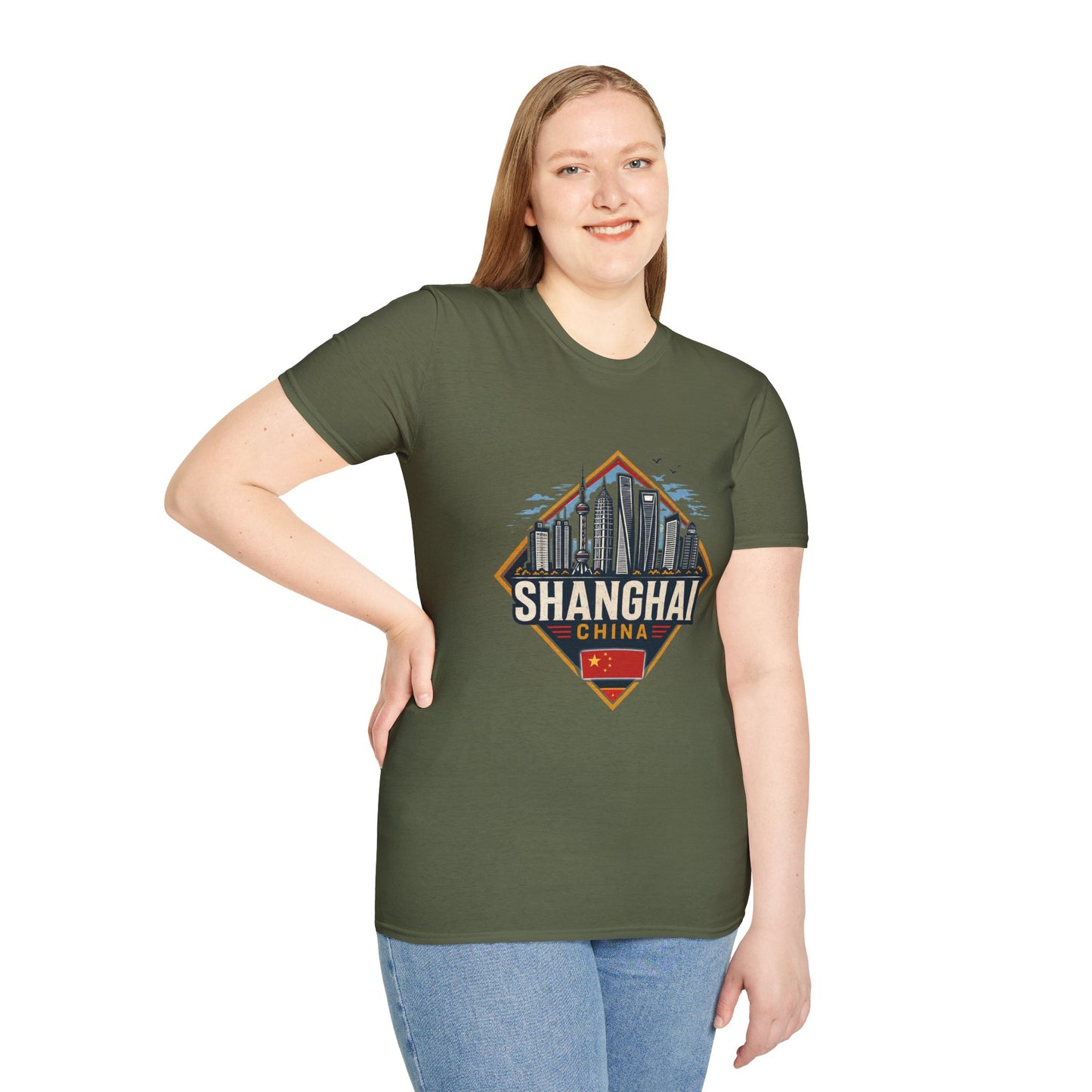 Shanghai Skyline T-Shirt — Retro Cityscape Travel Tee (Shanghai, China)