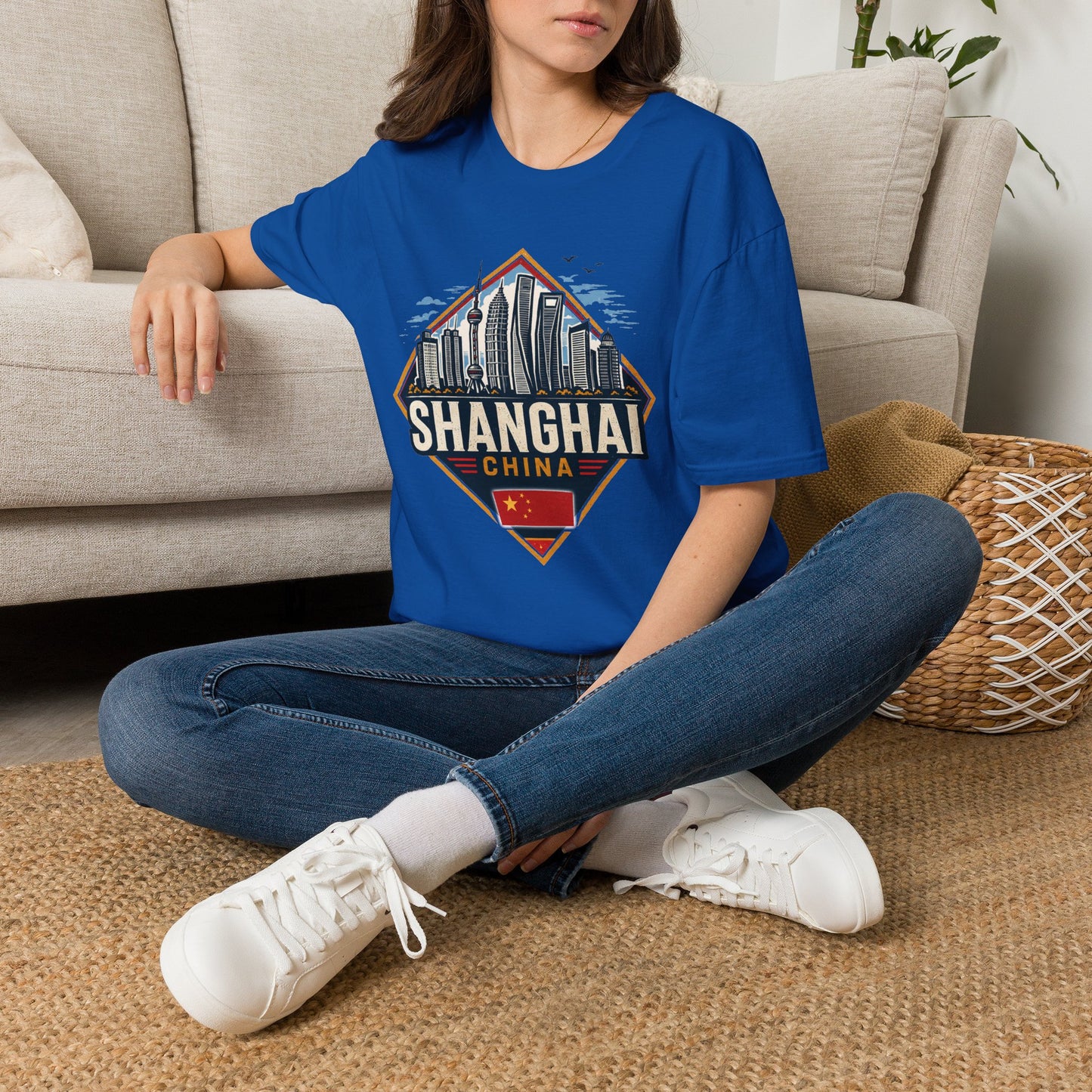 Shanghai Skyline T-Shirt — Retro Cityscape China Travel Tee