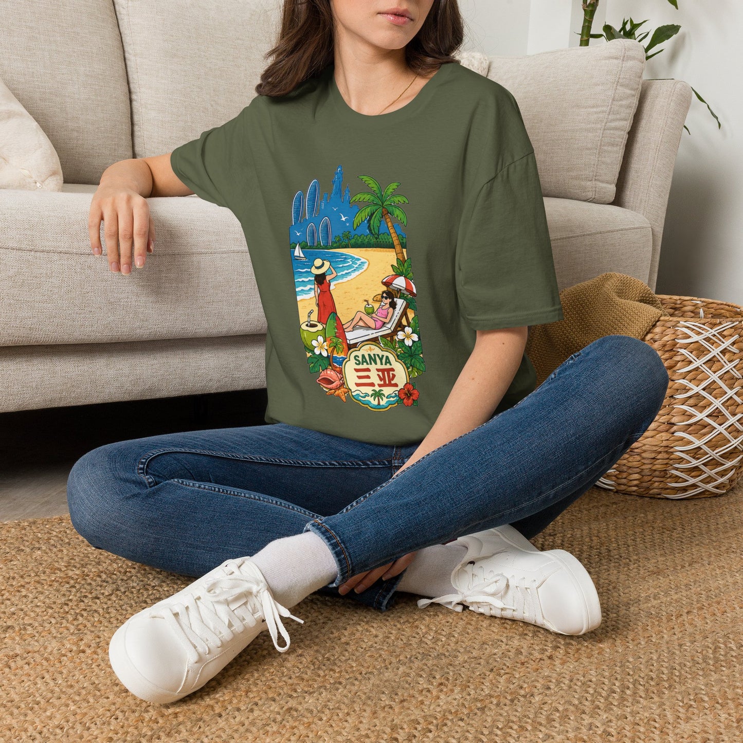 Beach Resort Graphic T-Shirt — Sanya Tropical Vacation Design