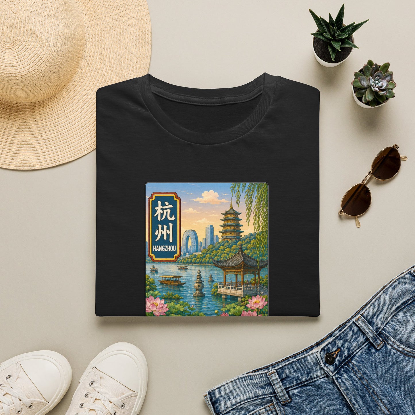 Hangzhou Scenic T-Shirt — West Lake Vintage Travel Tee (杭州)